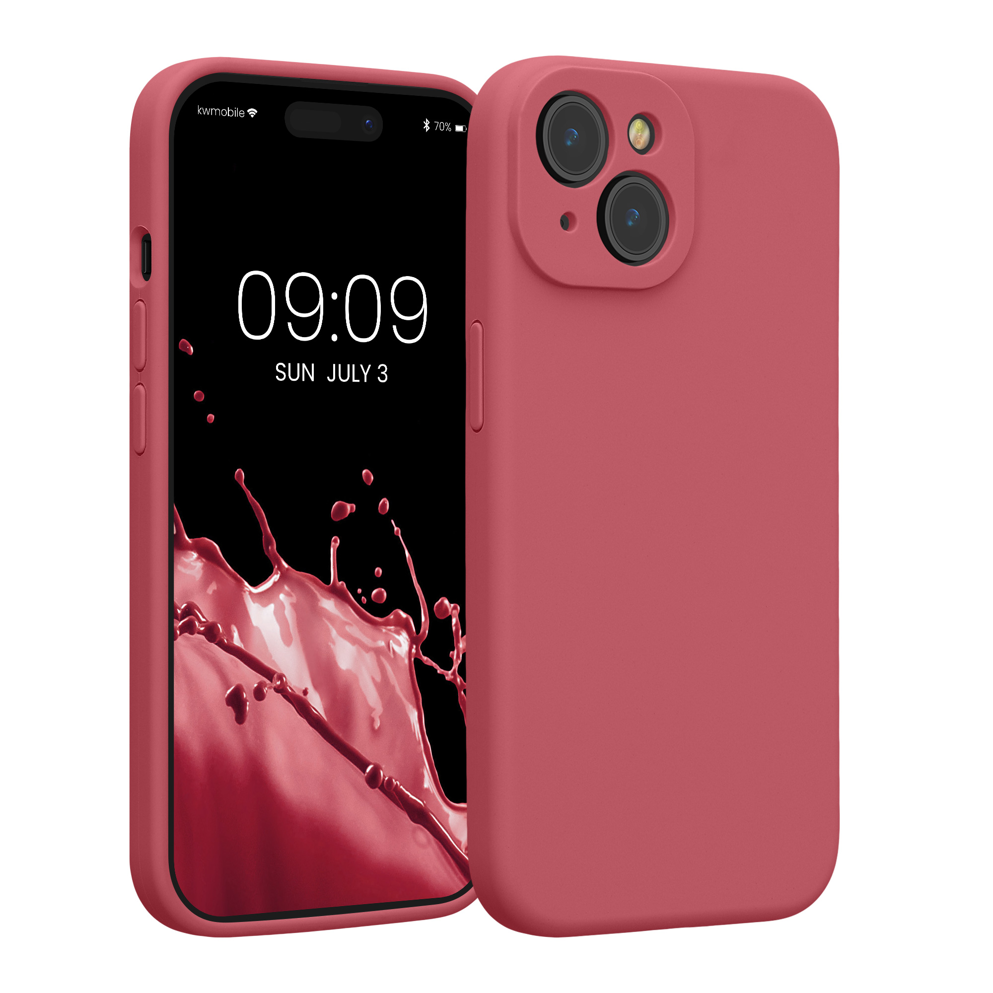 Kryt kwmobile slim soft-touch iPhone 15 tmavě růžová