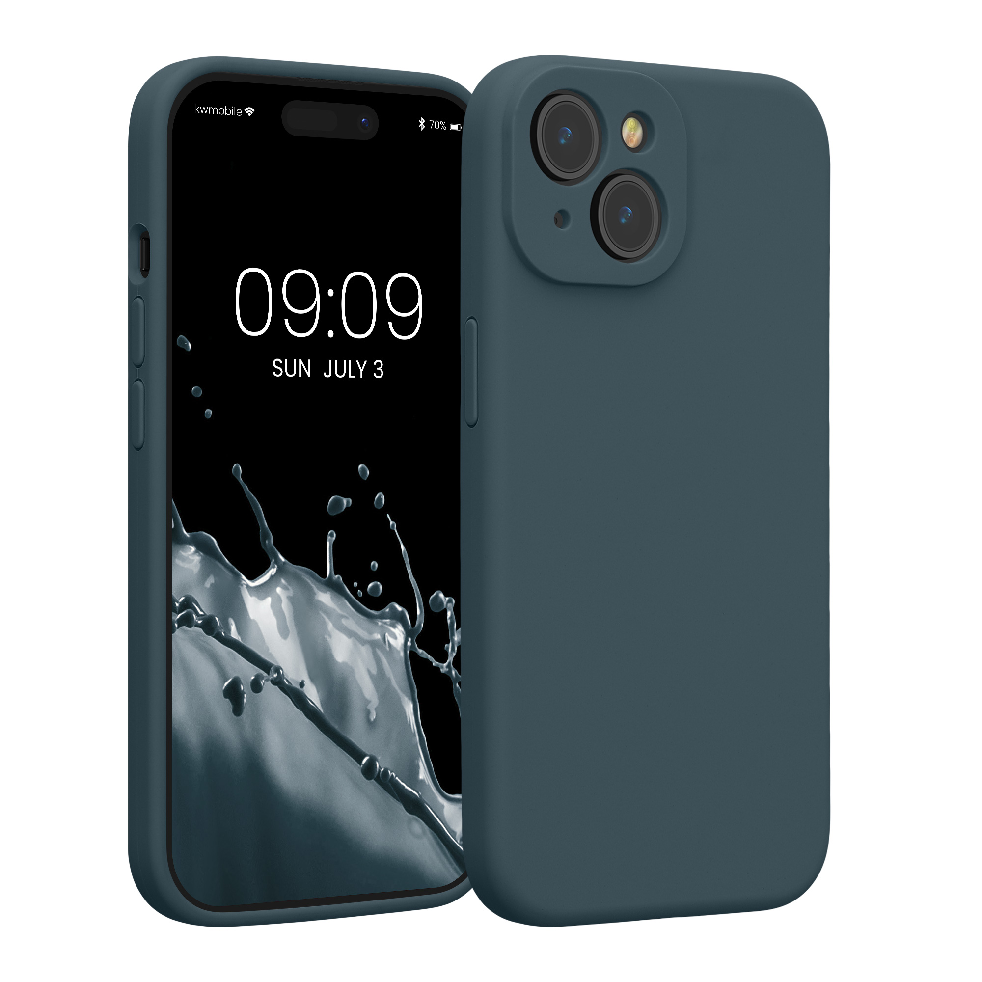 Pouzdro pro Apple iPhone 15 kwmobile tenké silikonové - tmavá antracitová