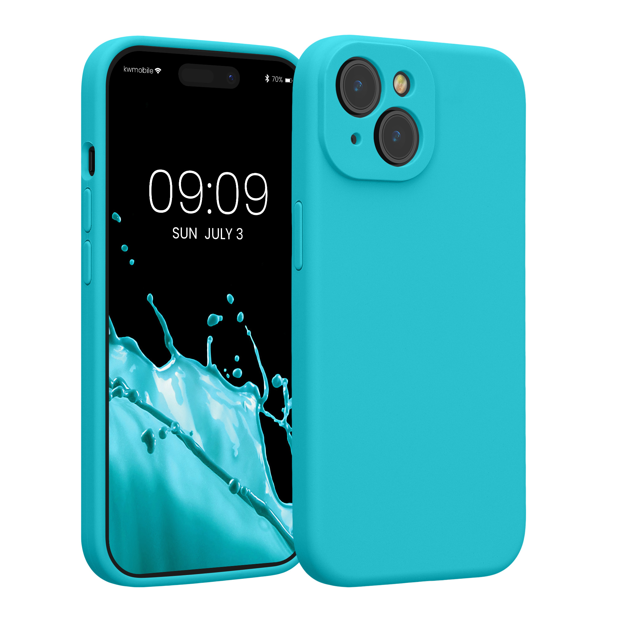 Pouzdro pro Apple iPhone 15 kwmobile tenké silikonové - ledově modrá