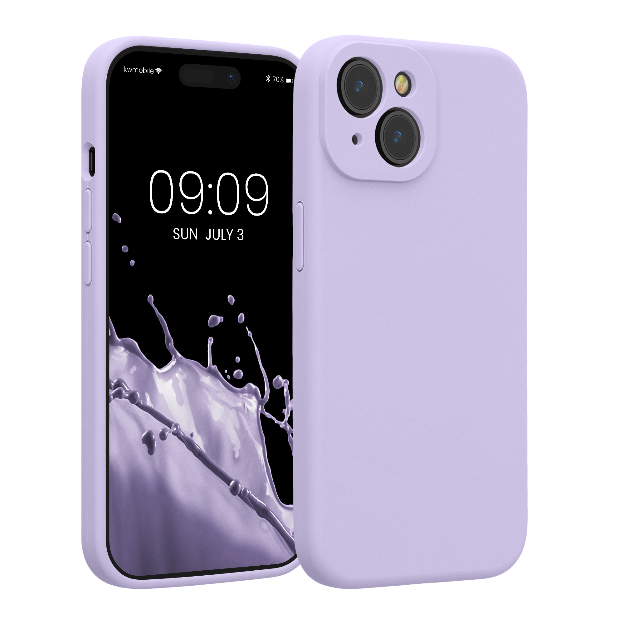 Tenký TPU silikonový kryt pro Apple iPhone 15, povrch příjemný na dotek kwmobile ‑ levandulová