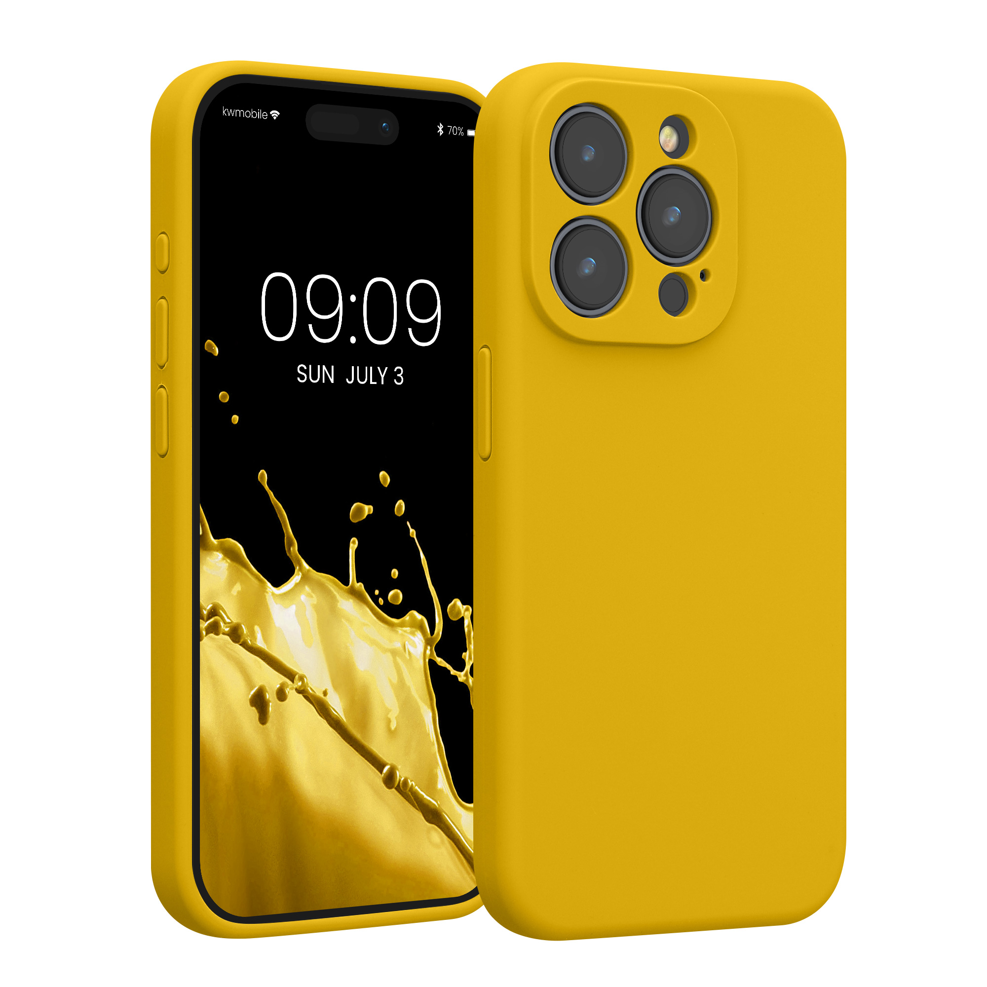 Silikonový kryt kwmobile pro iPhone 15 Pro - zářivě žlutá