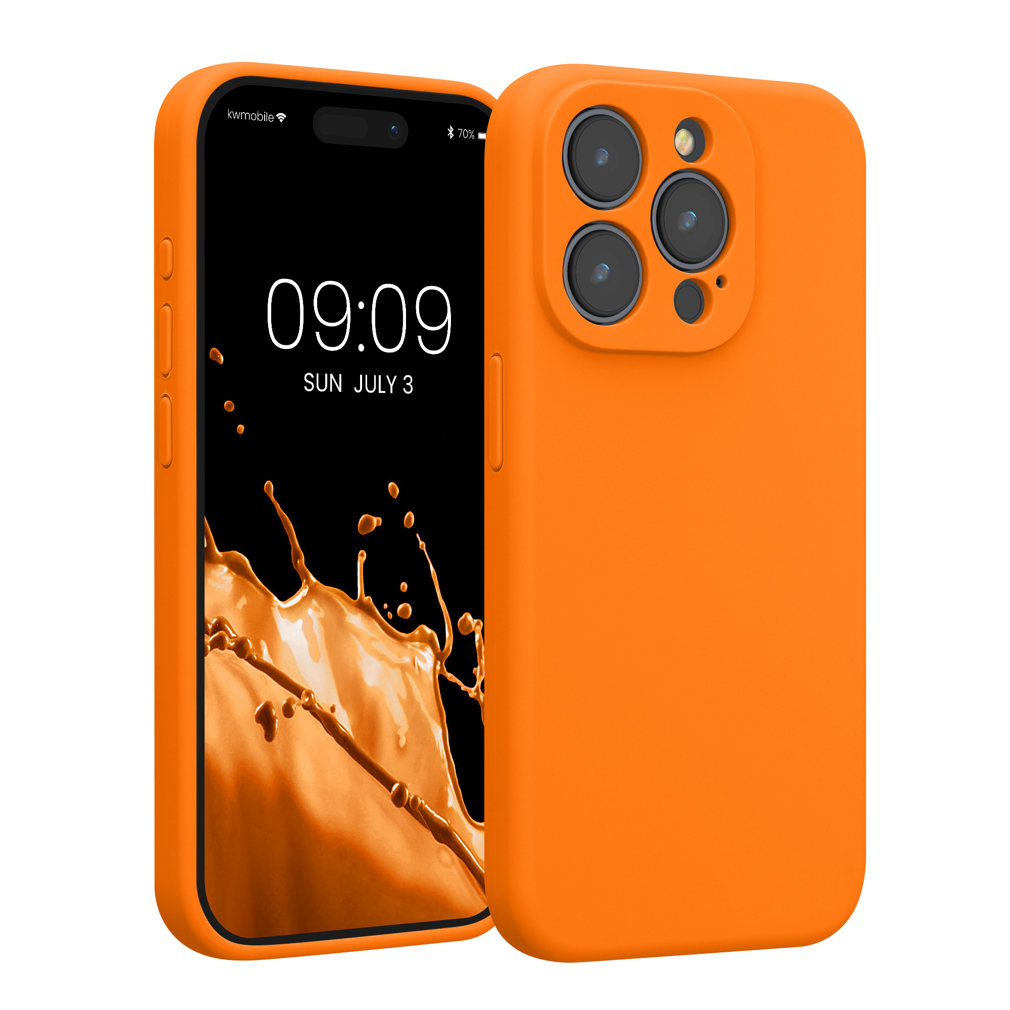 Pouzdro pro Apple iPhone 15 Pro kwmobile tenké silikonové - ovocná oranžová