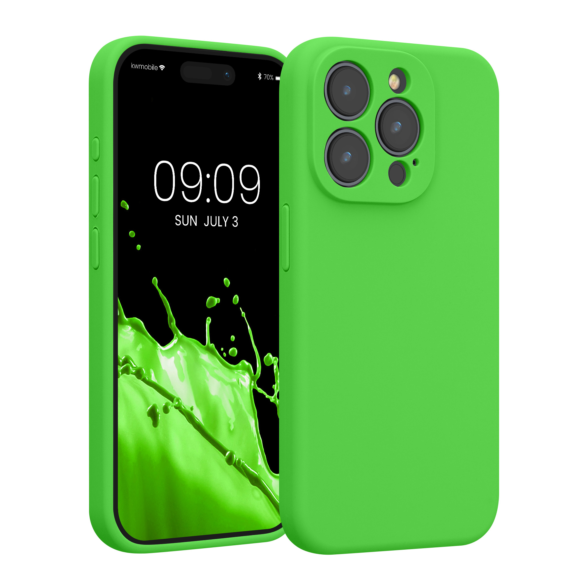 Silikonový kryt kwmobile pro iPhone 15 Pro - limetkově zelená