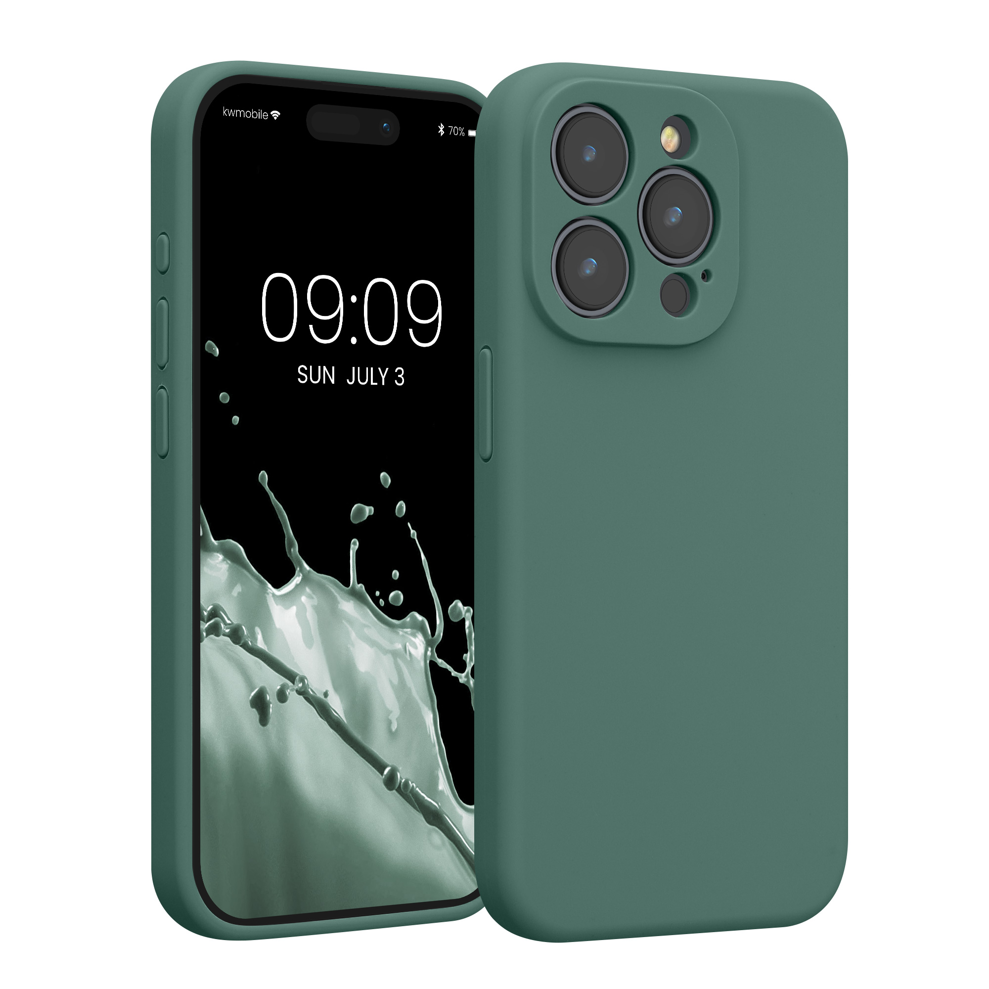 Silikonový kryt kwmobile pro iPhone 15 Pro - lesní zelená