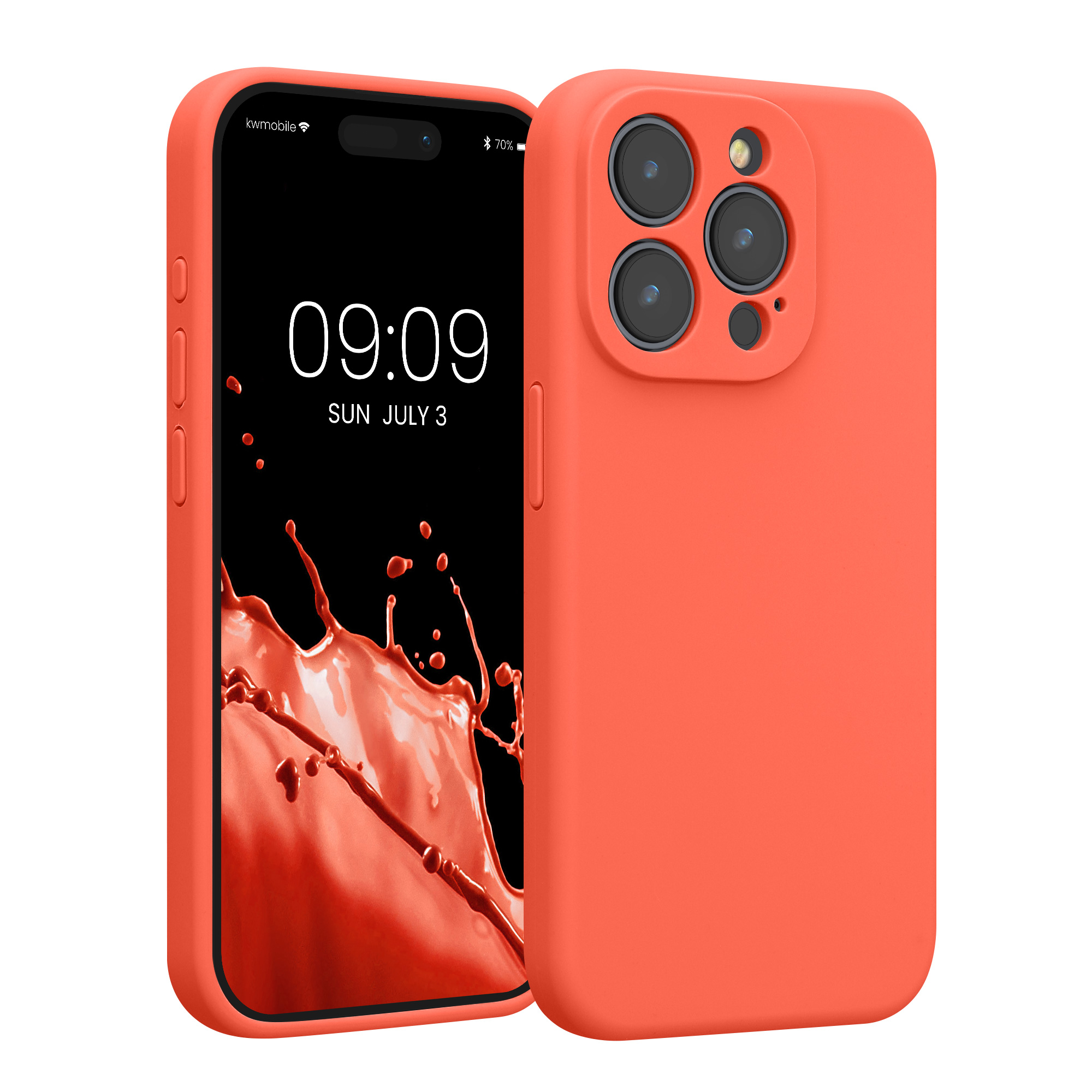 Silikonový kryt kwmobile pro iPhone 15 Pro - korálová