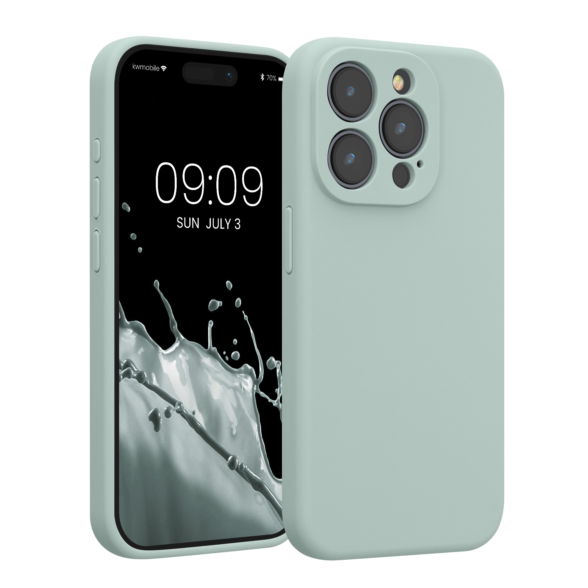 Silikonový kryt kwmobile pro iPhone 15 Pro - mátová