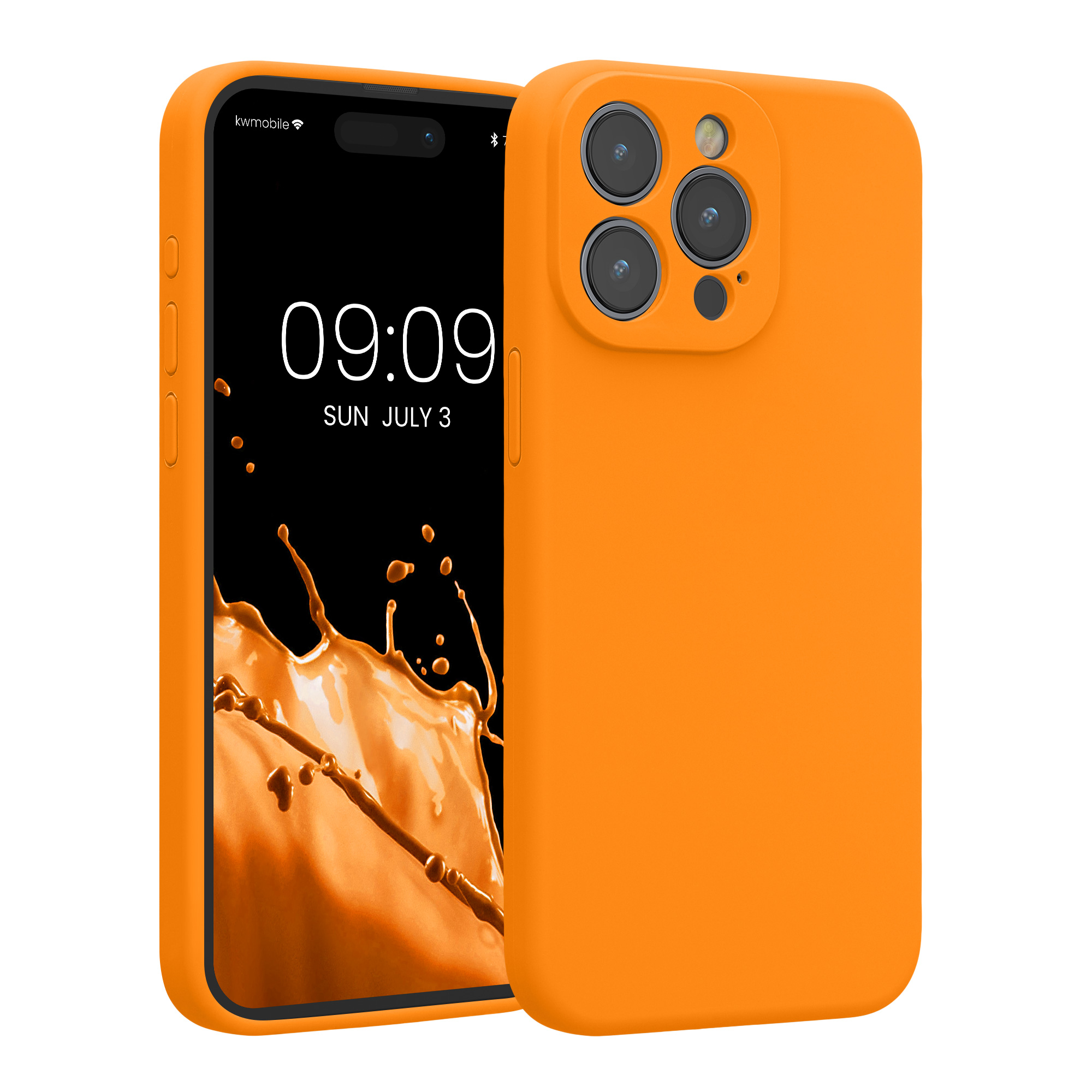 Pouzdro pro Apple iPhone 15 Pro Max kwmobile tenké Soft Touch silikonové - ovocná oranžová