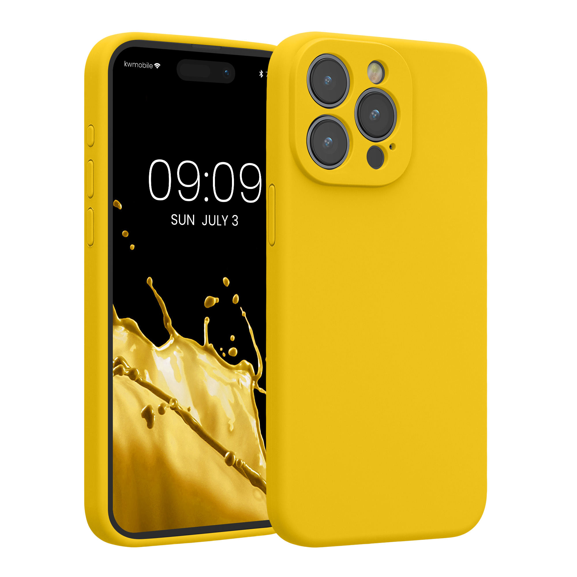 Silikonový kryt kwmobile pro iPhone 15 Pro Max - zářivě žlutá