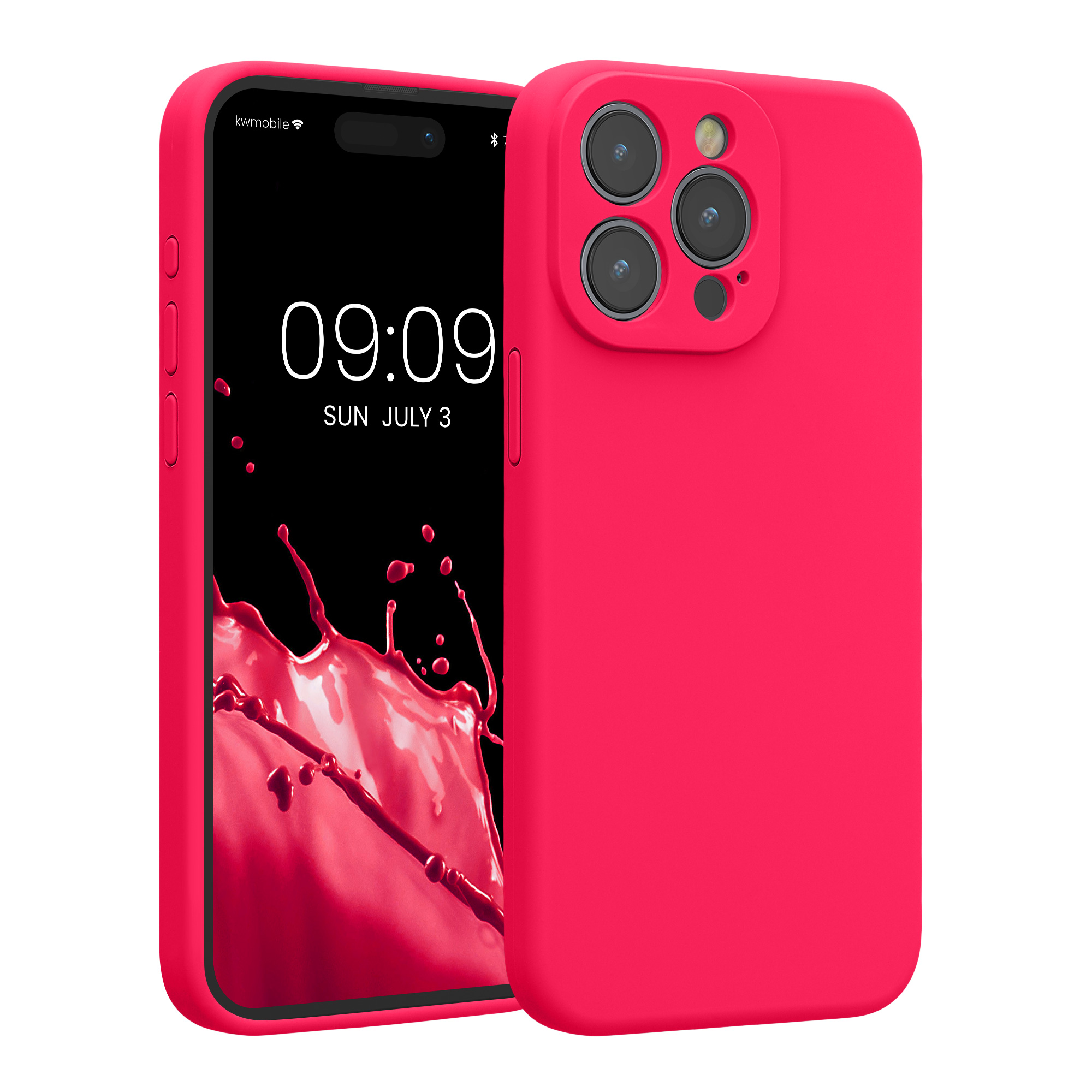 Silikonový kryt kwmobile pro iPhone 15 Pro Max - neonově růžová