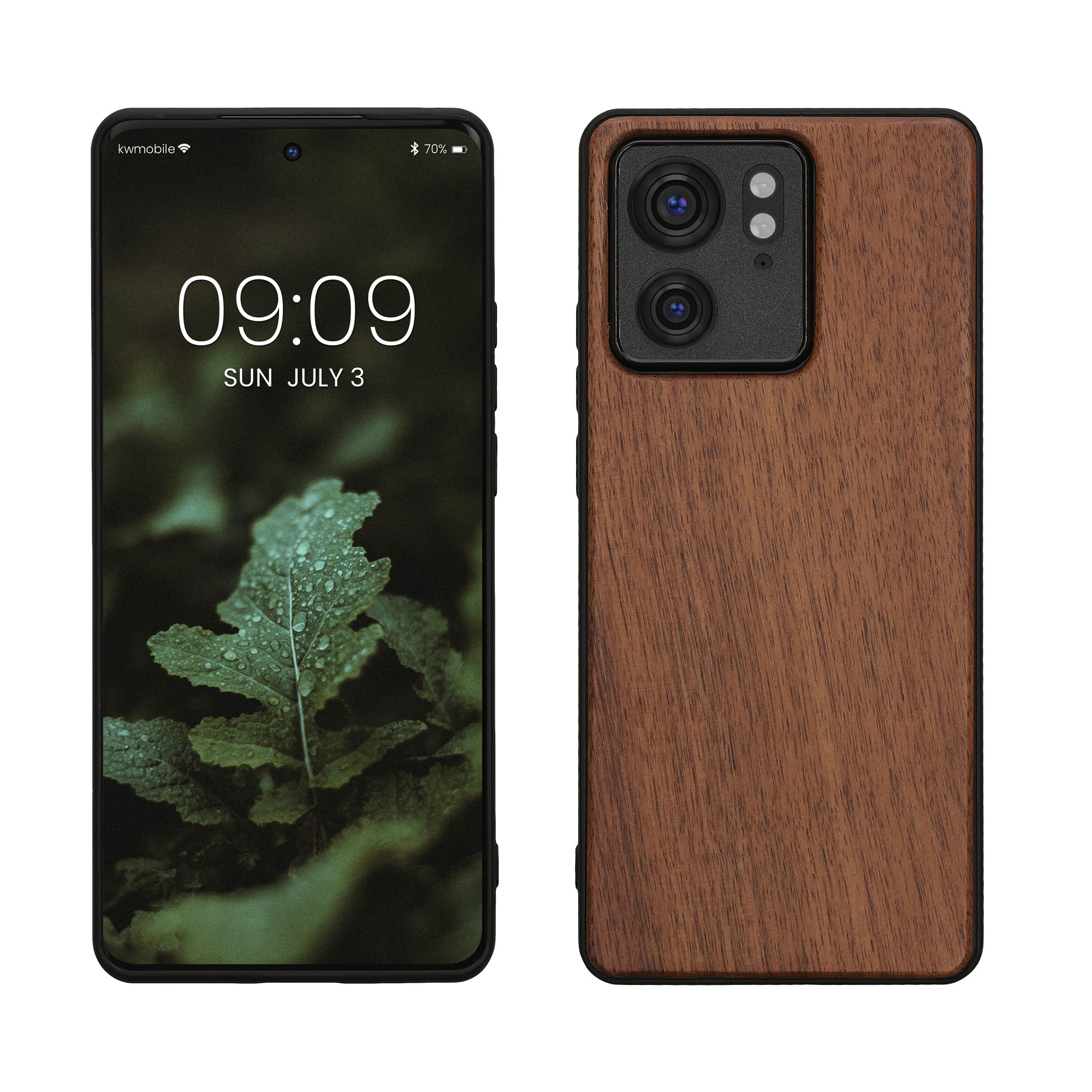 Dřevěný kryt na mobil Motorola Edge 40 kwmobile Wood tmavě hnědý