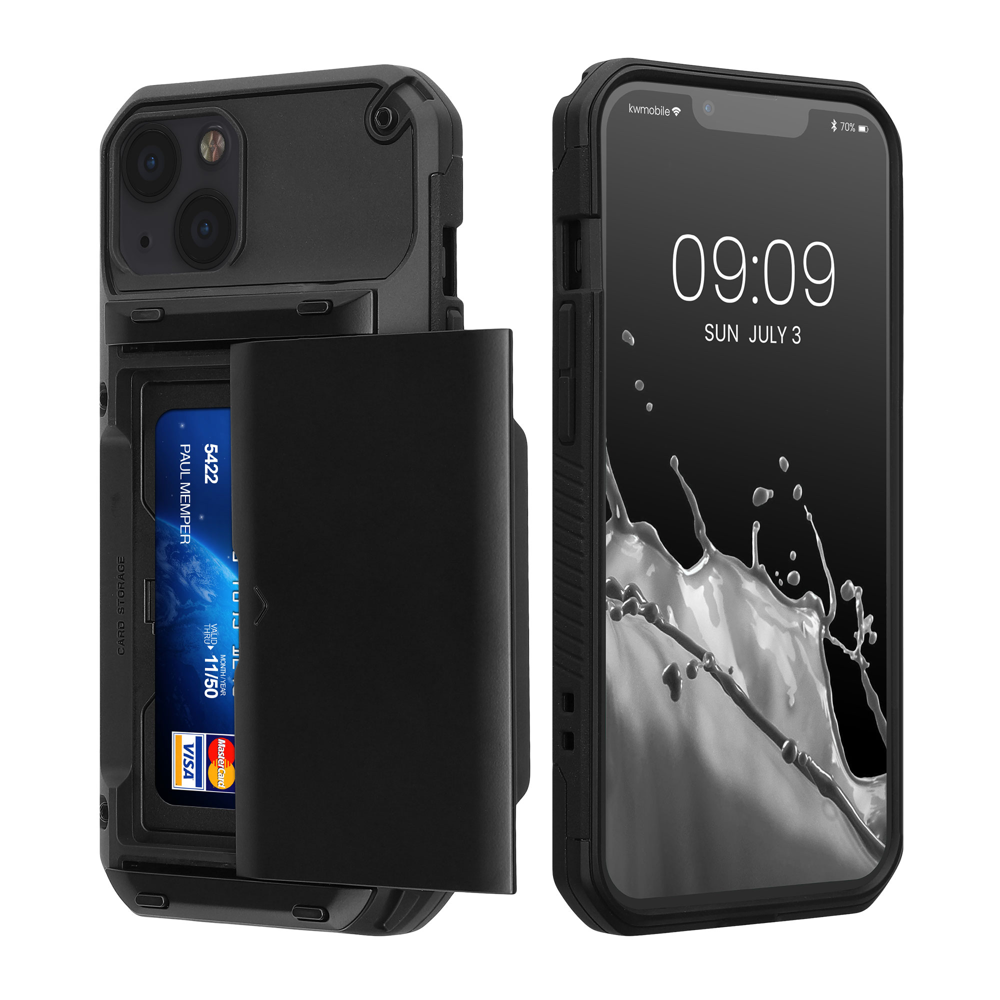 Kryt s přihrádkou kwmobile pro iPhone 13 - černá