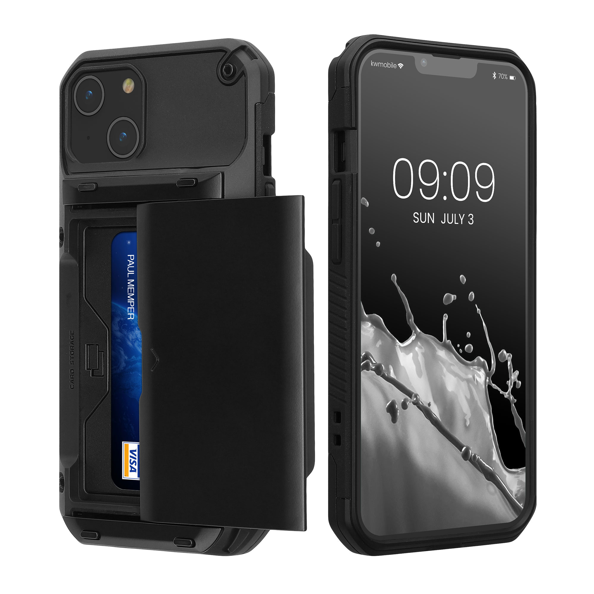 Kryt kwmobile s přihrádkou na kartu iPhone 14 černá