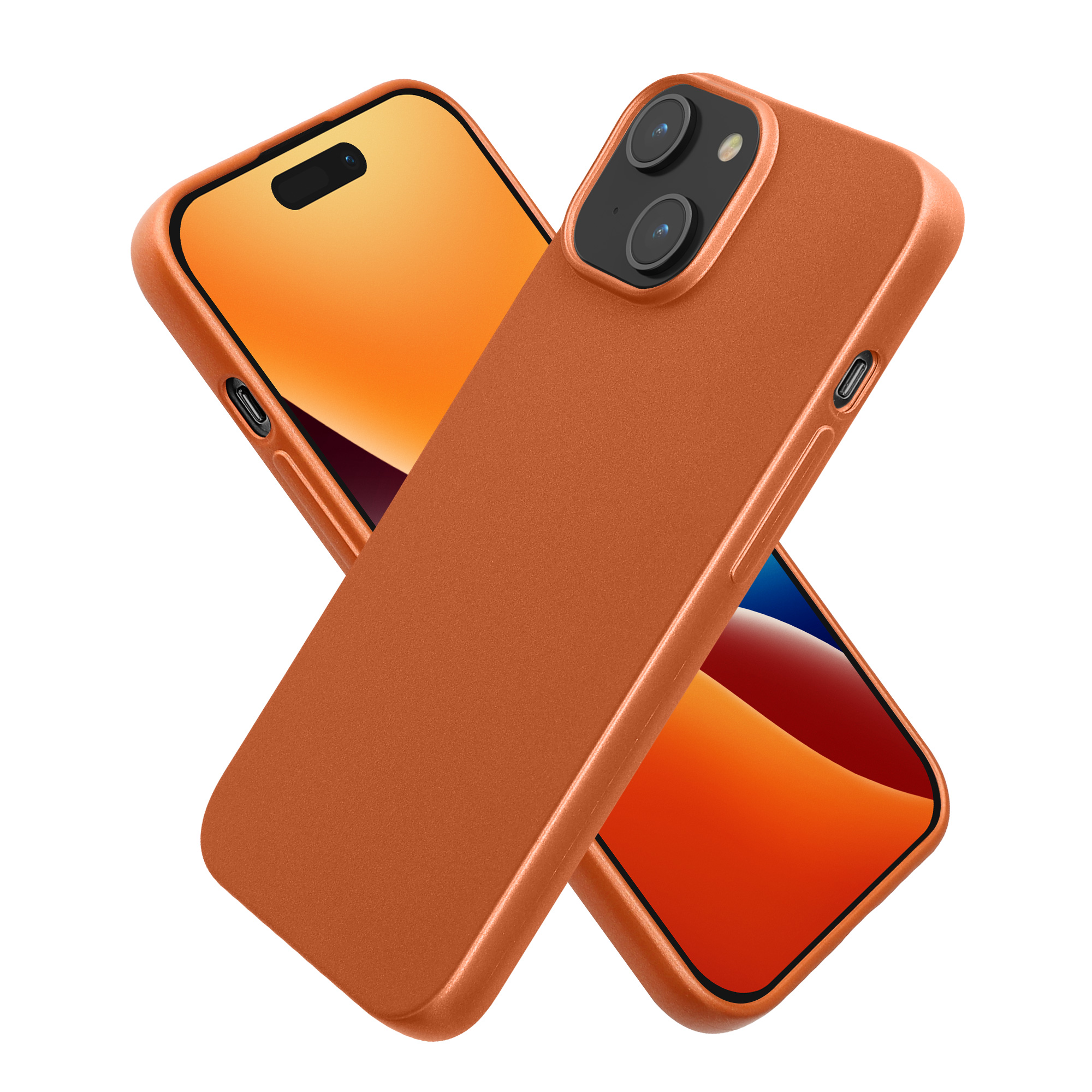 Pouzdro pro Apple iPhone 15 kwmobile tenké metalické silikonové - metalická oranžová