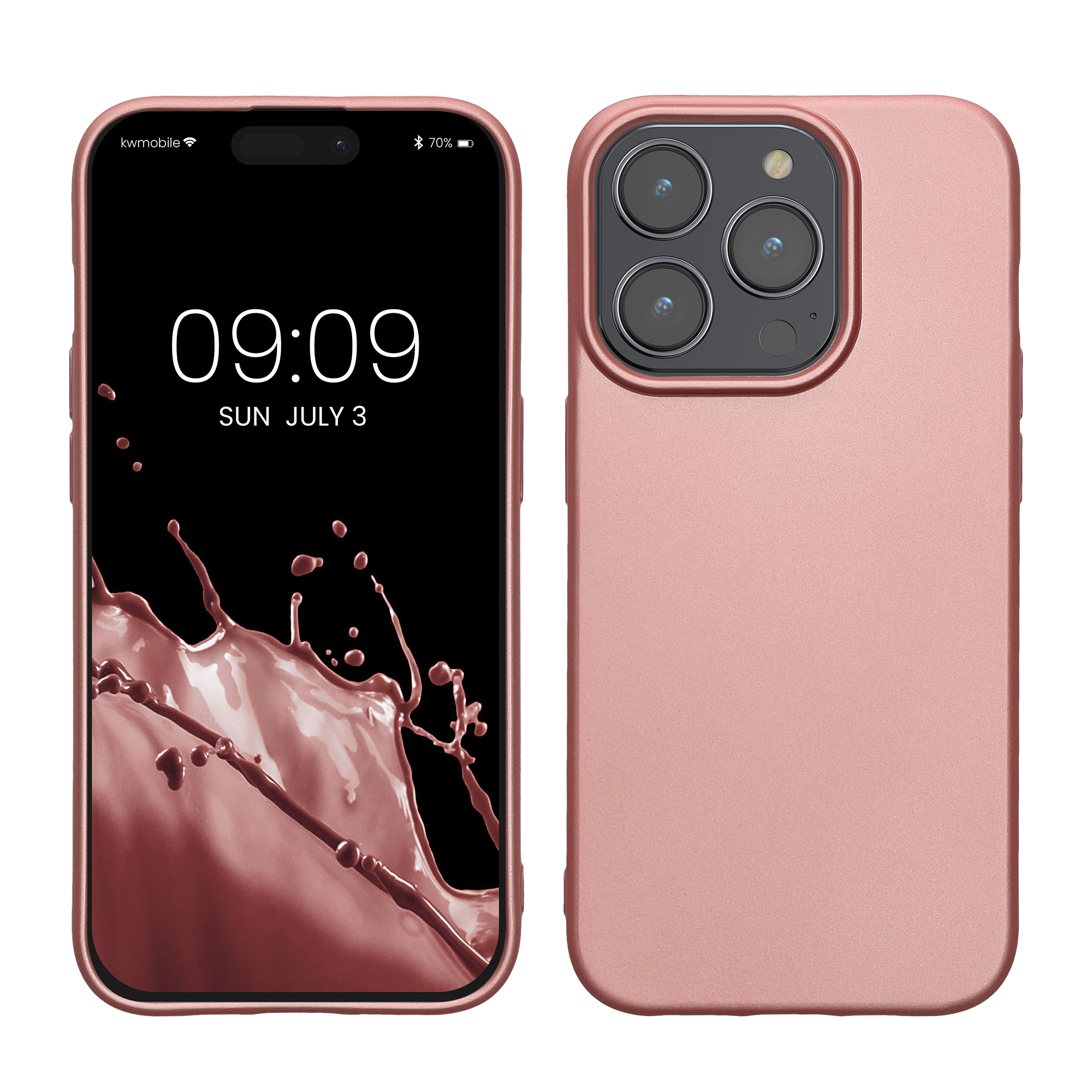 Kryt na mobil Apple iPhone 15 Pro, tenký - kwmobile, metalické růžové zlato