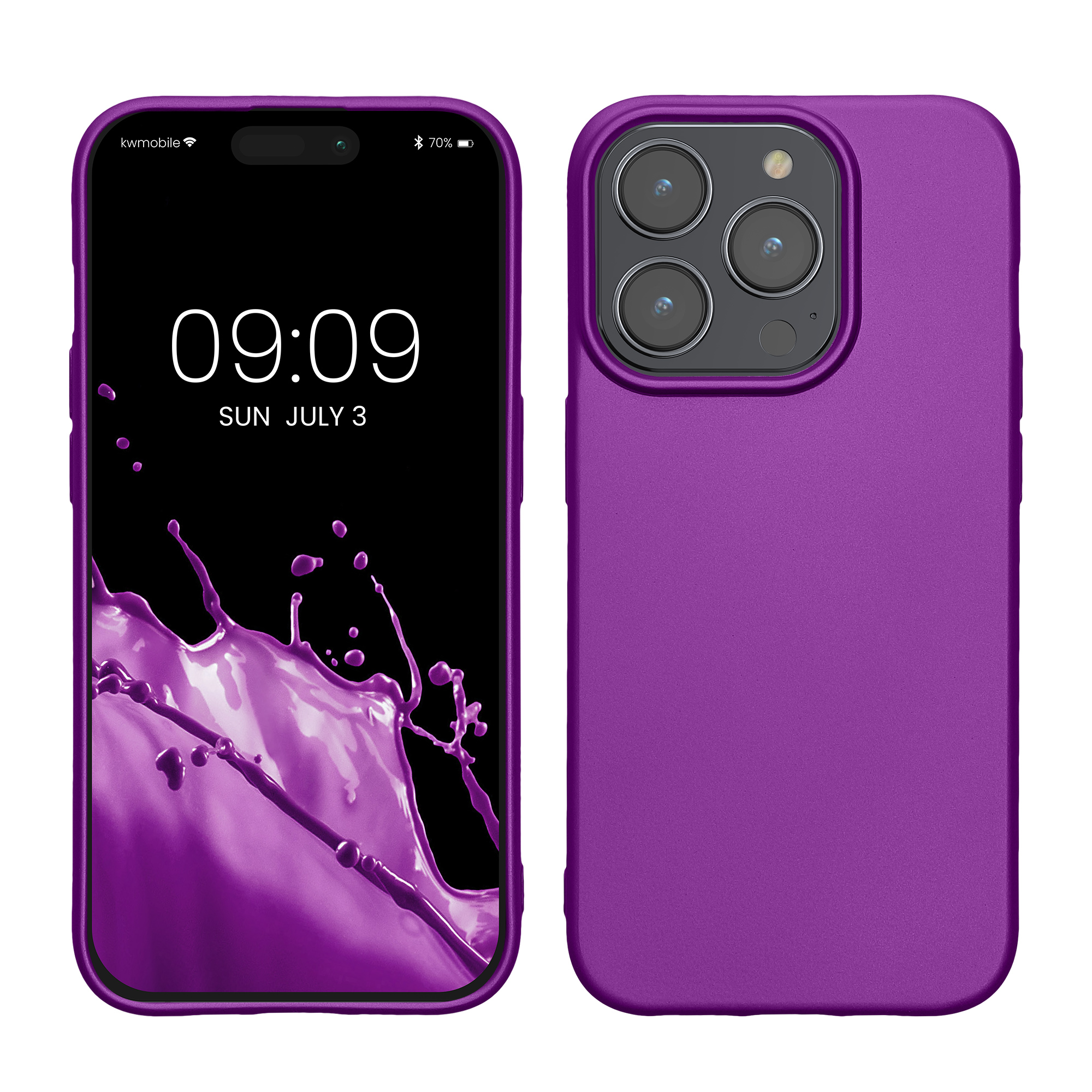 Kryt kwmobile slim iPhone 15 Pro metalická fialová