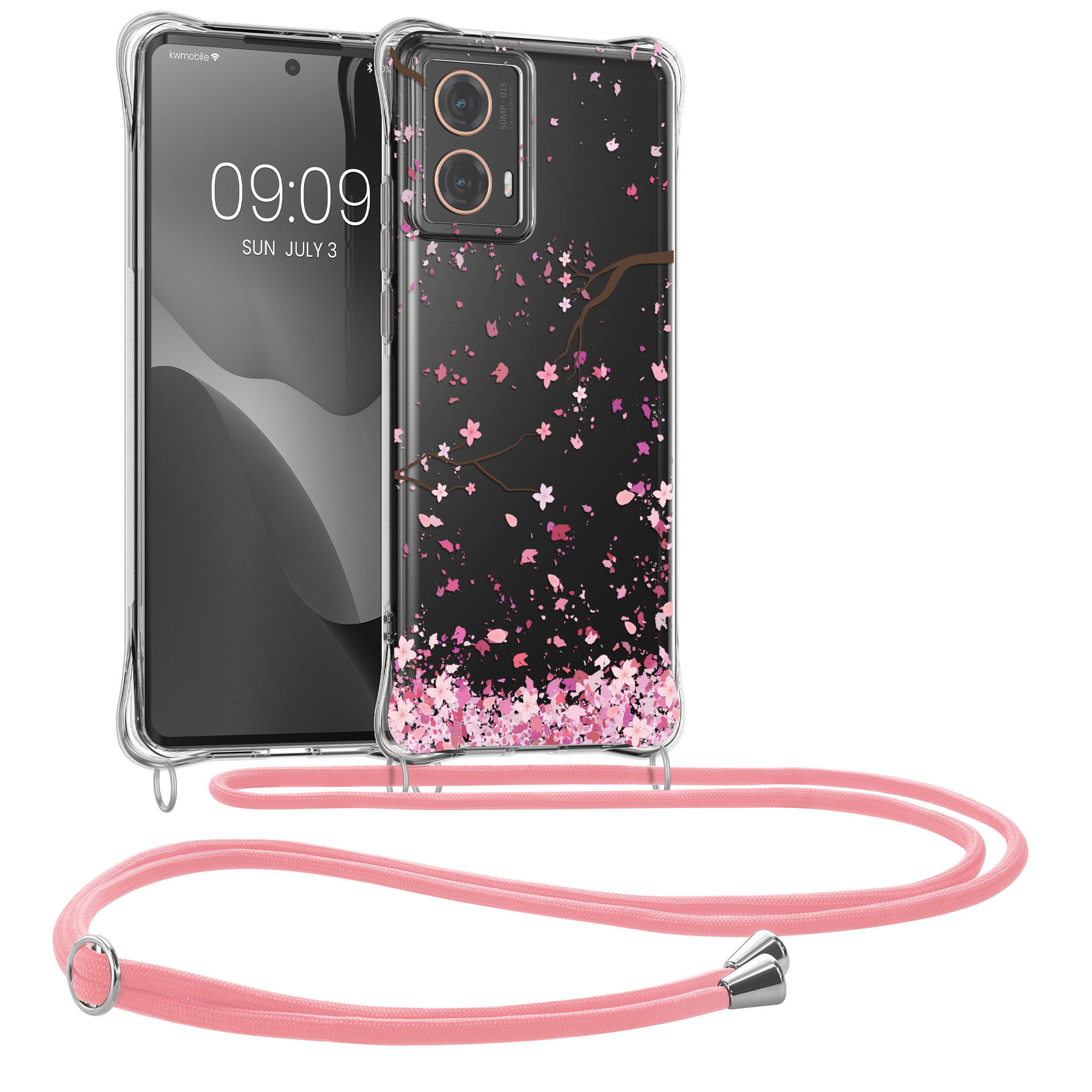 Kwmobile Crossbody pouzdro Motorola Moto G85 5G růžová / tmavě hnědá / transparentní