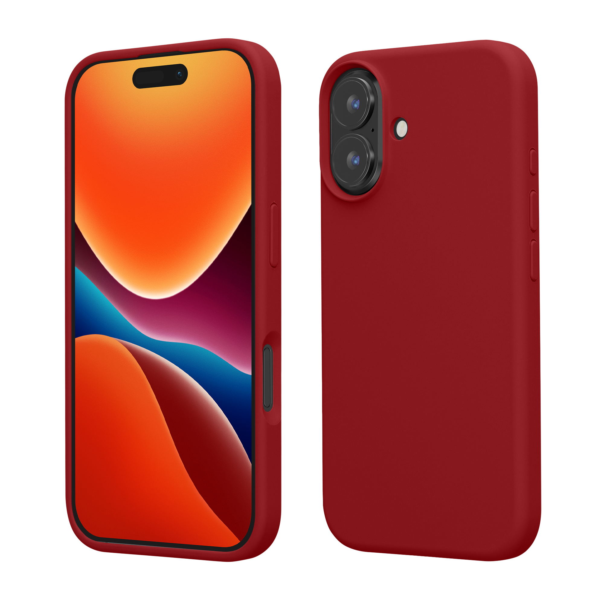 Silikonový kryt na mobil Apple iPhone 16 kwmobile - rebarborově červená