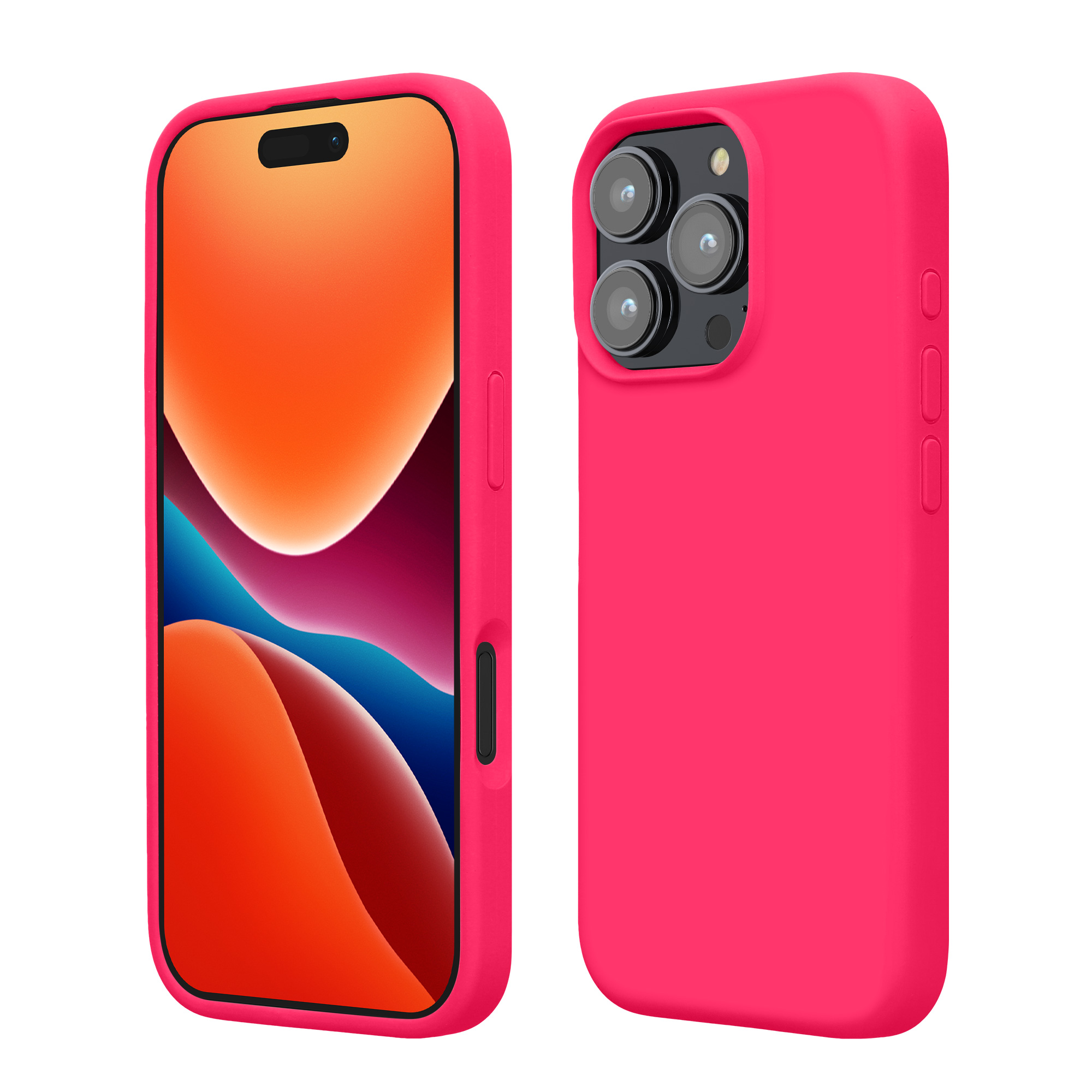 Silikonový kryt na mobil Apple iPhone 16 Pro kwmobile - neonově růžová
