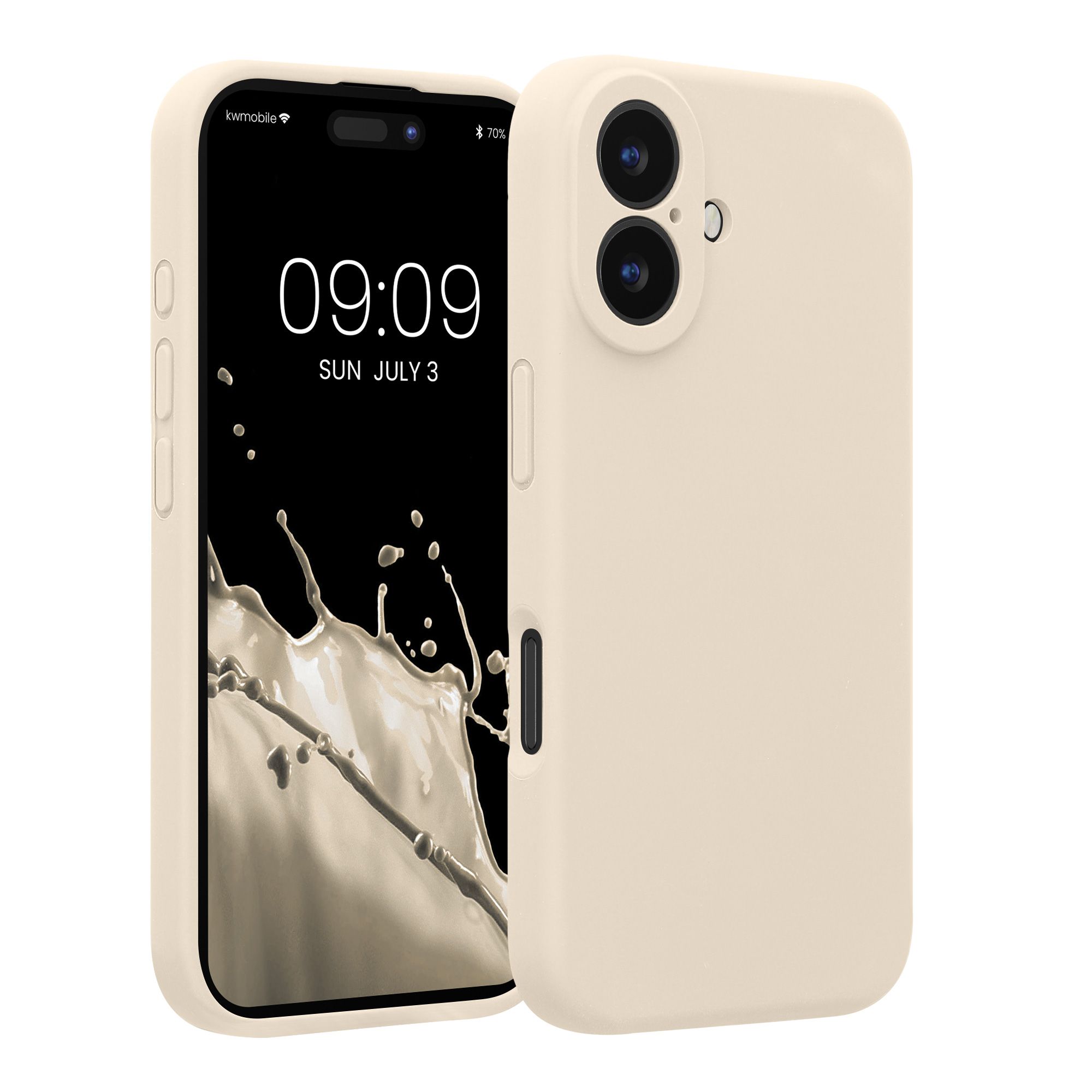 Silikonový kryt kwmobile pro iPhone 16 - krémová