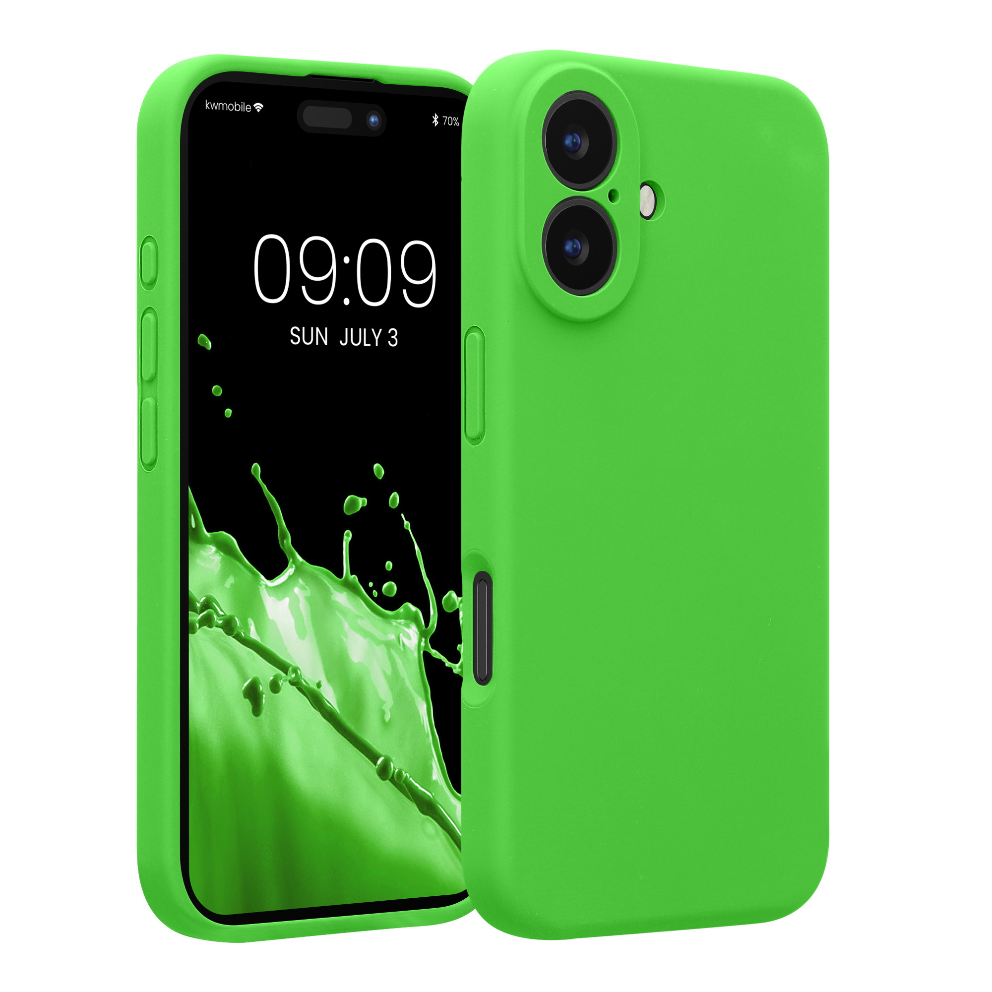 Silikonový kryt kwmobile pro iPhone 16 - limetkově zelená
