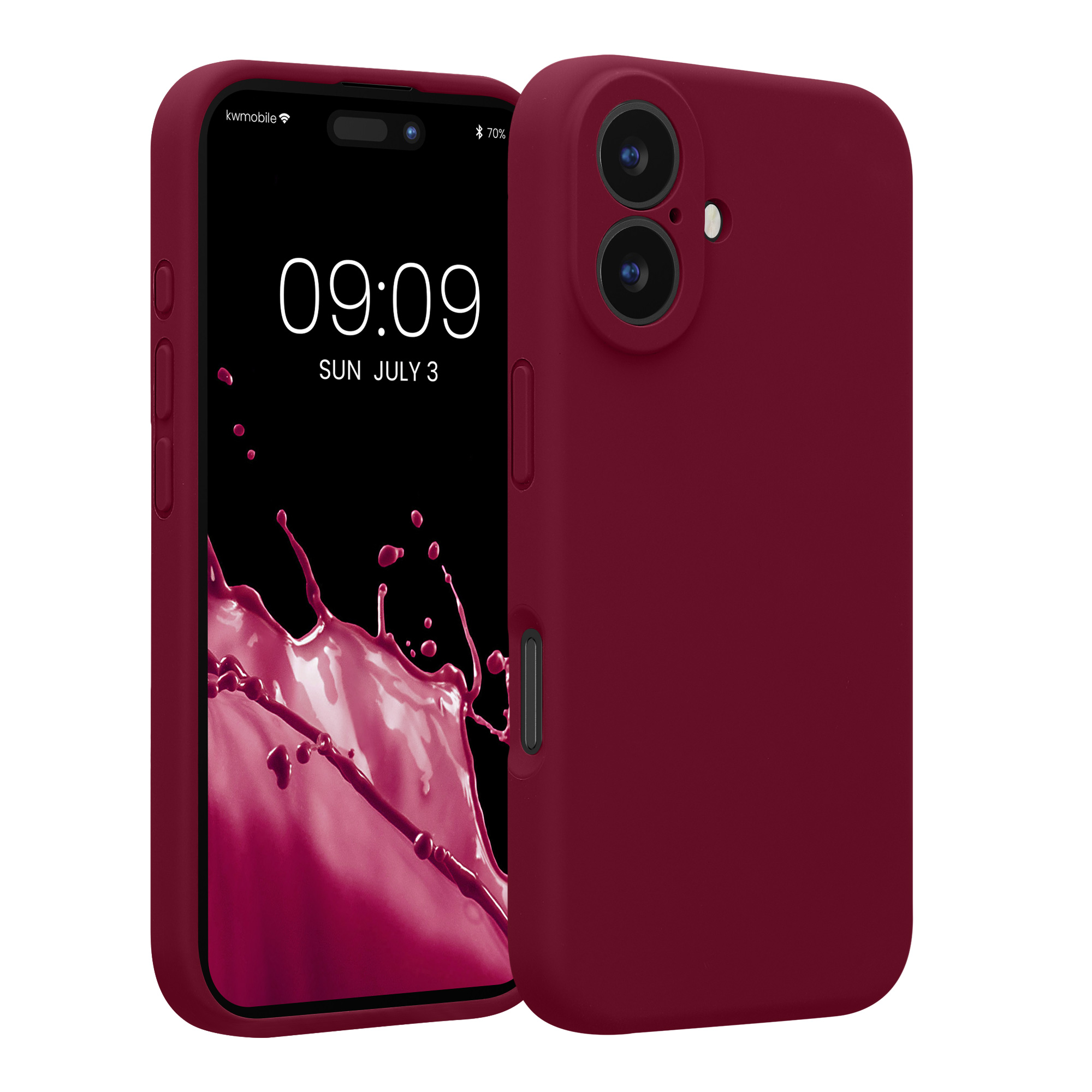 Silikonový kryt kwmobile pro iPhone 16 - rebarborově červená
