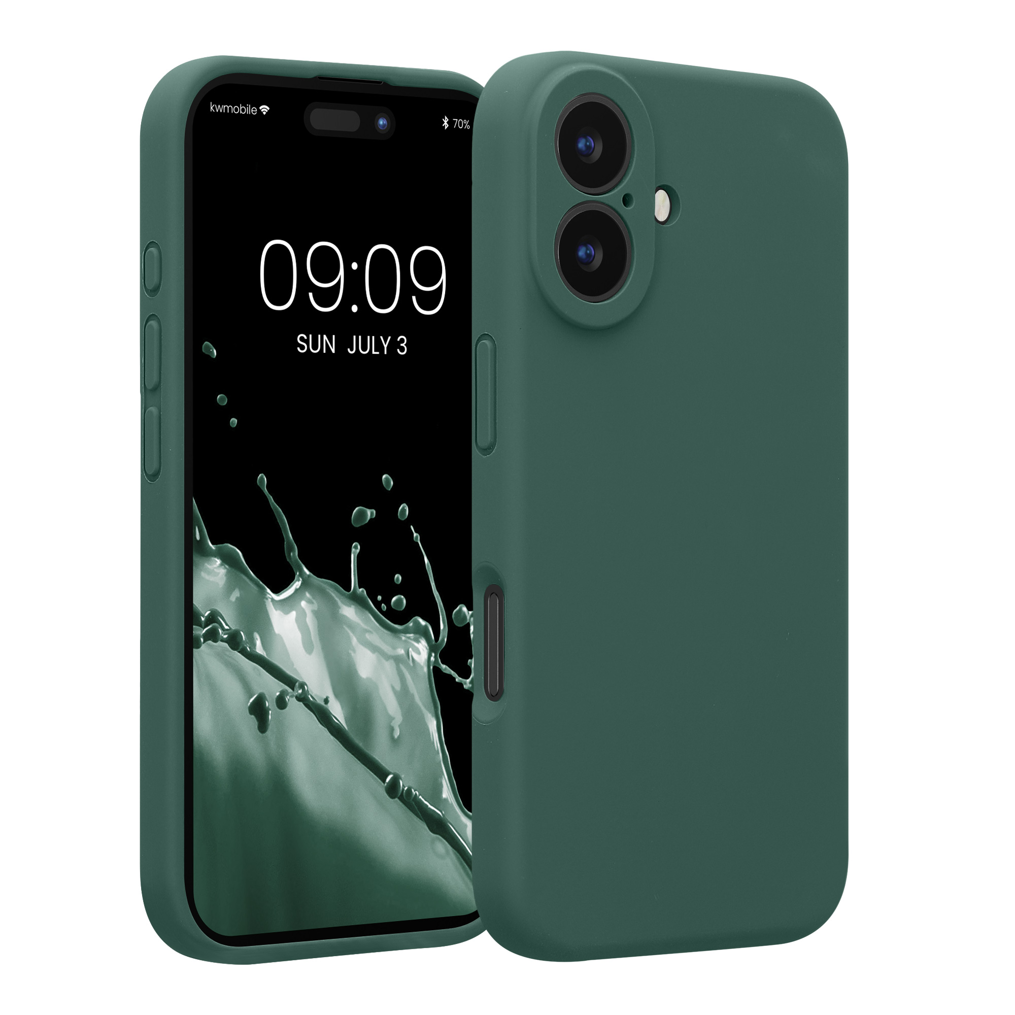 Pouzdro pro Apple iPhone 16 kwmobile tenké Soft Touch silikonové - lesní zelená