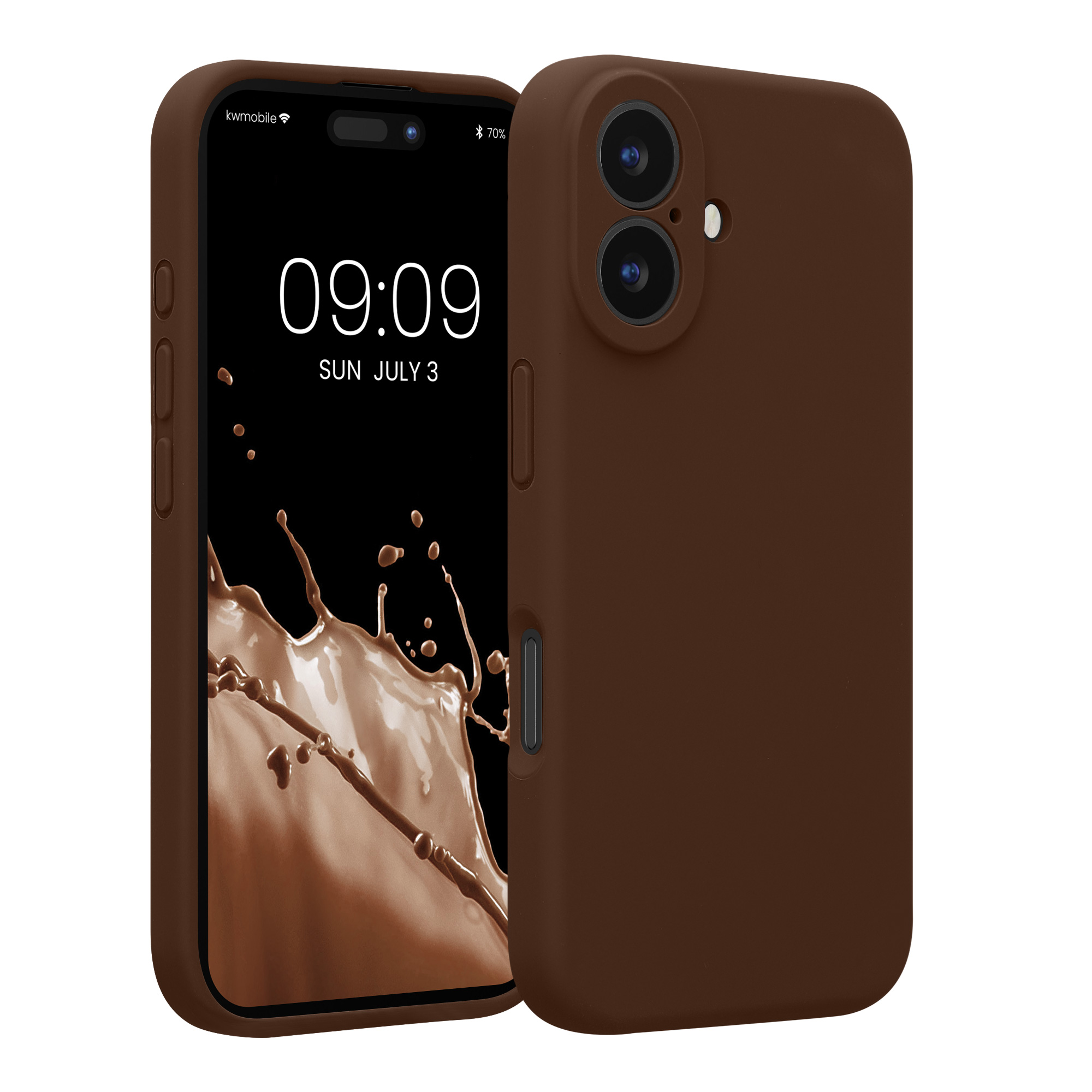 Silikonový kryt kwmobile pro iPhone 16 - čokoládová