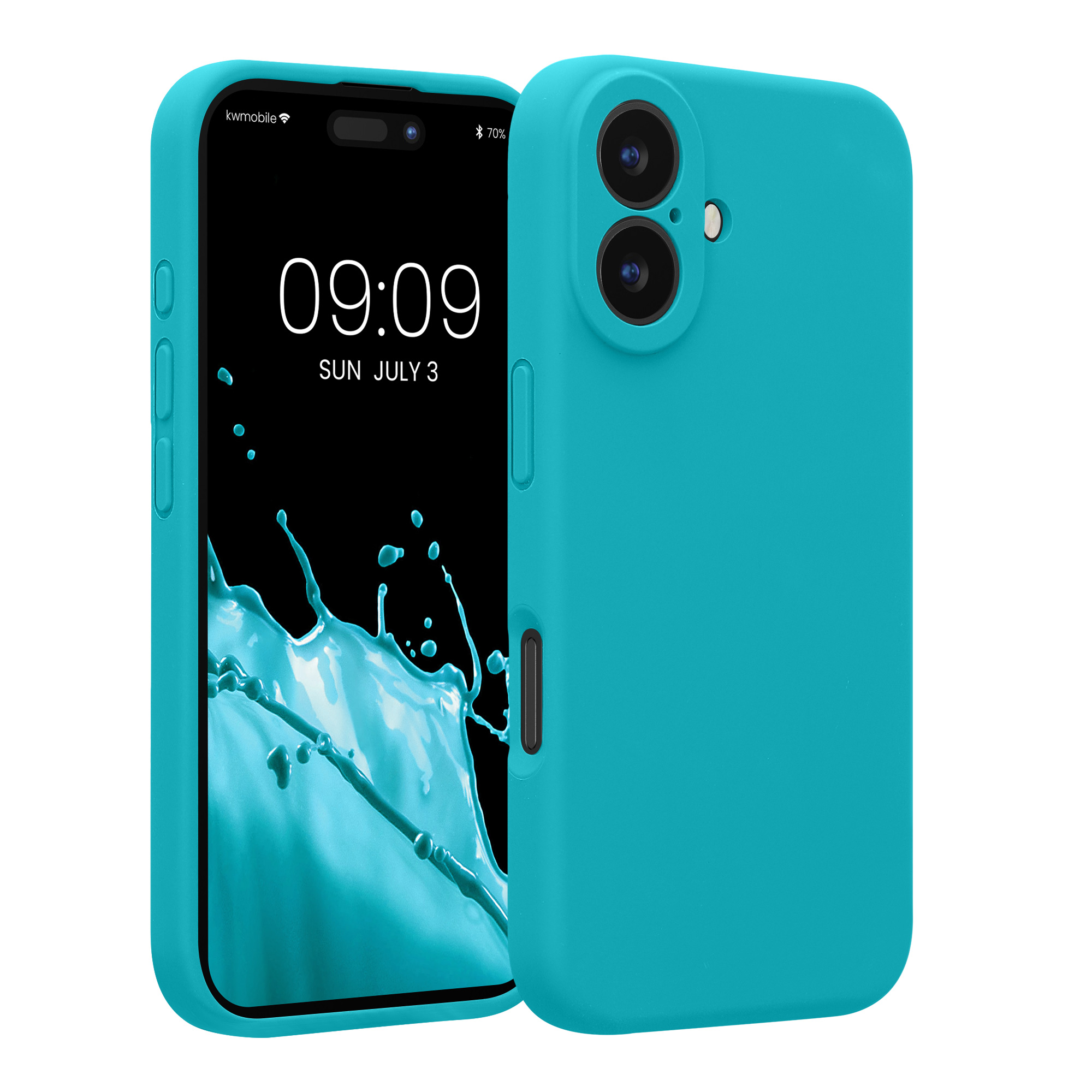 Pouzdro pro Apple iPhone 16 kwmobile tenké Soft Touch silikonové - ledově modrá