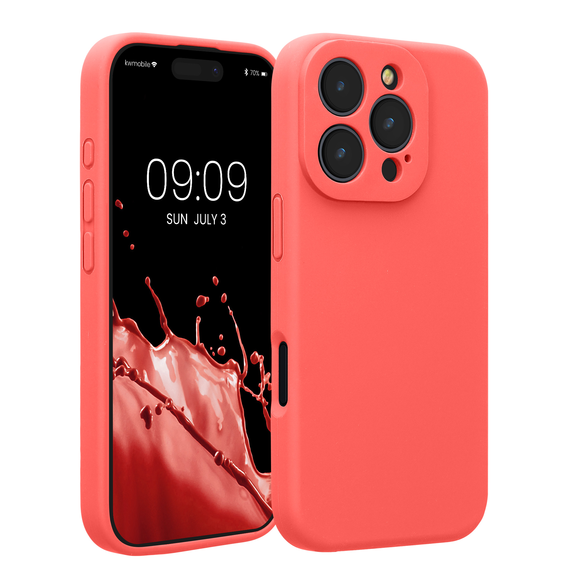 Silikonový kryt na mobil Apple iPhone 16 Pro kwmobile - korálová