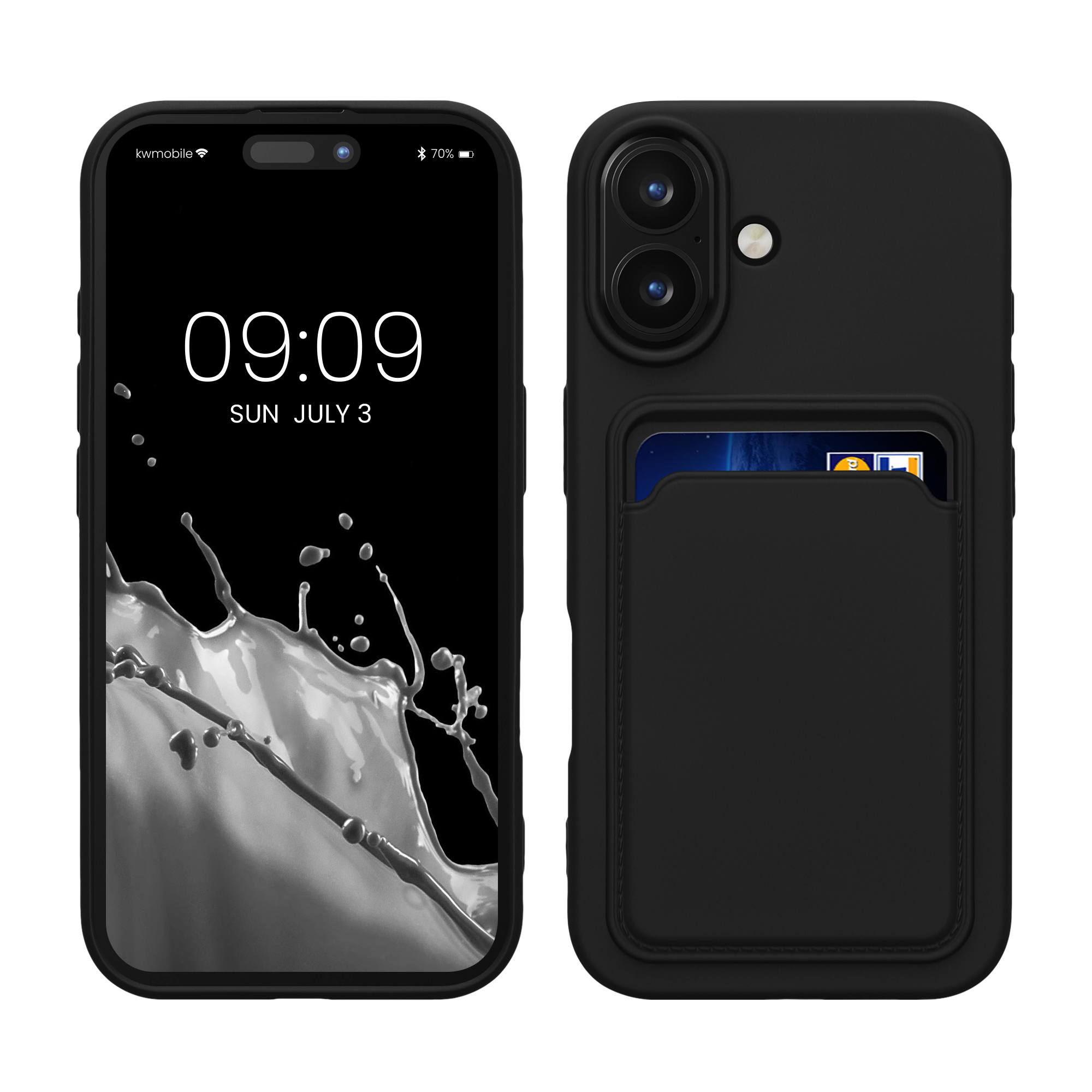 Kryt s přihrádkou na kartu kwmobile pro iPhone 16 - černá