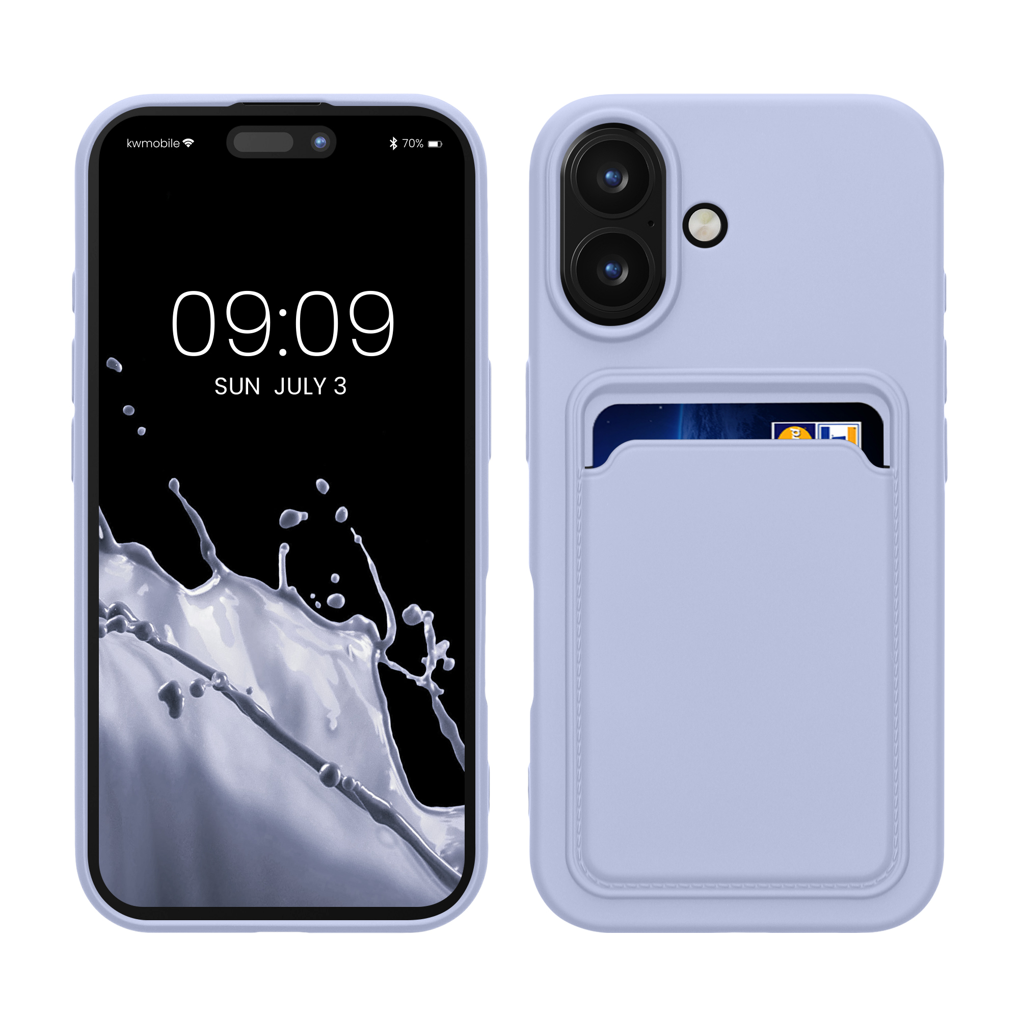 Kryt s přihrádkou na kartu kwmobile pro iPhone 16 - levandulová
