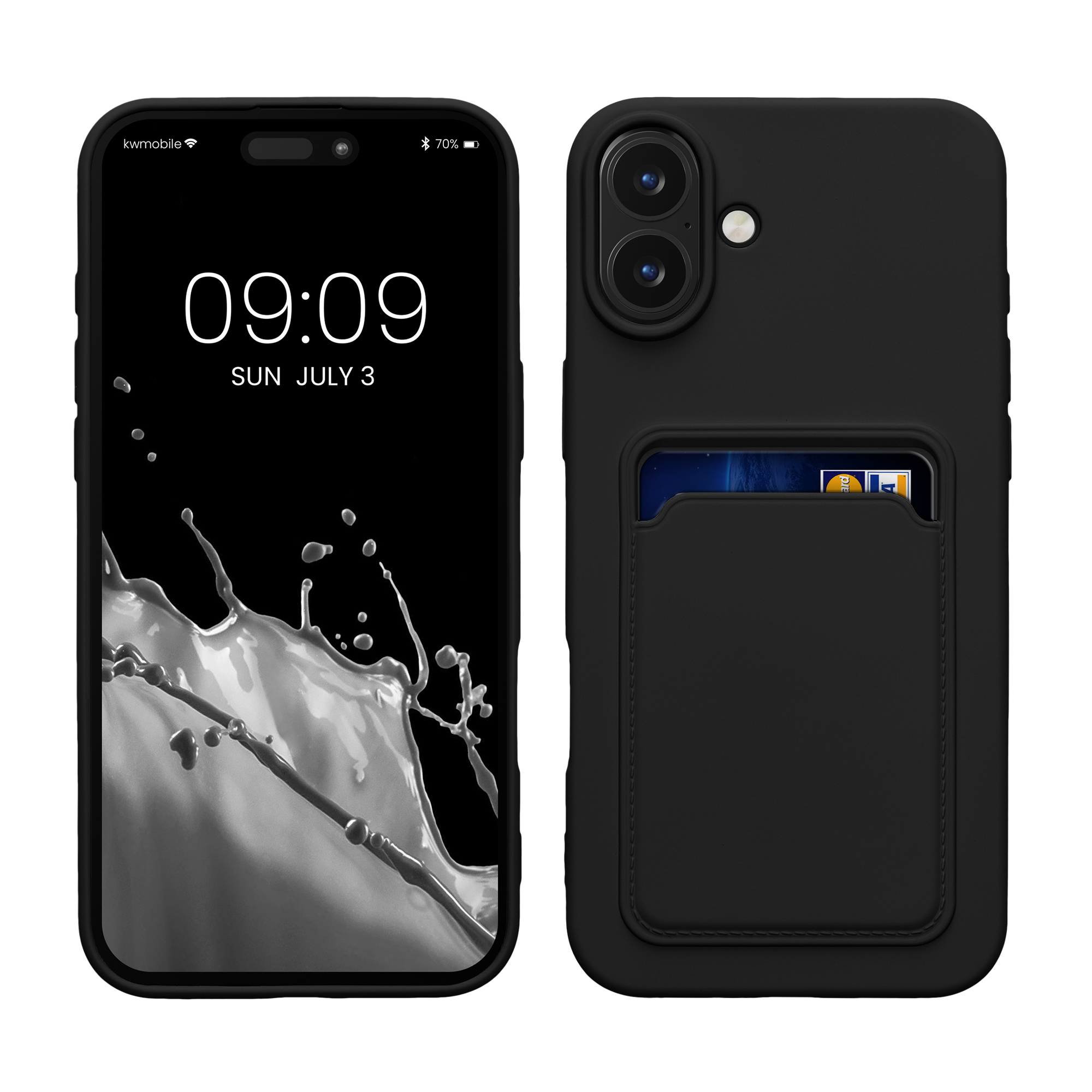 Kryt na mobil s přihrádkou na kartu Apple iPhone 16 Plus kwmobile - černá
