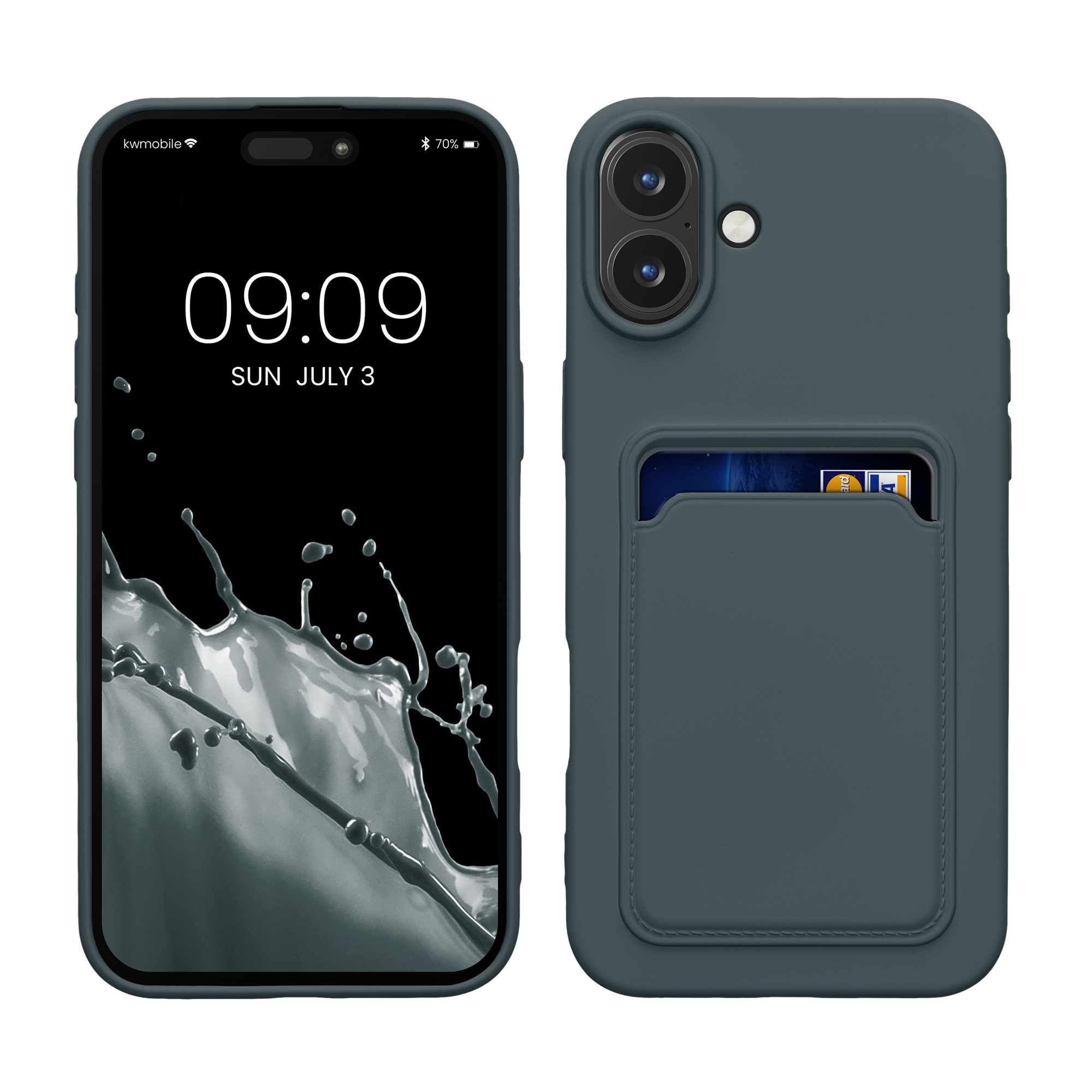 Peněženkové pouzdro na mobil Apple iPhone 16 Plus - kwmobile, tmavě břidlicové
