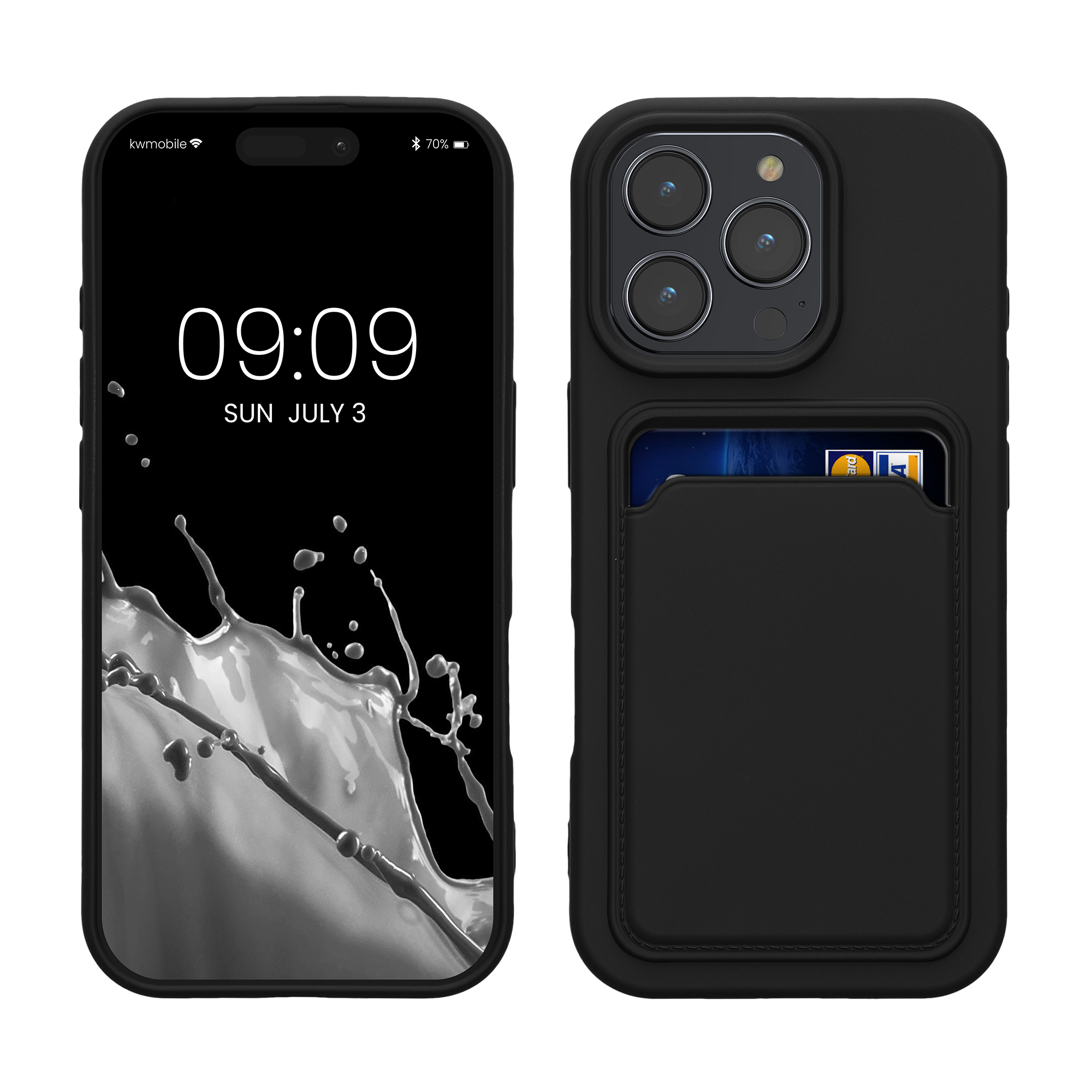 Kryt na mobil s přihrádkou na kartu Apple iPhone 16 Pro kwmobile - černá
