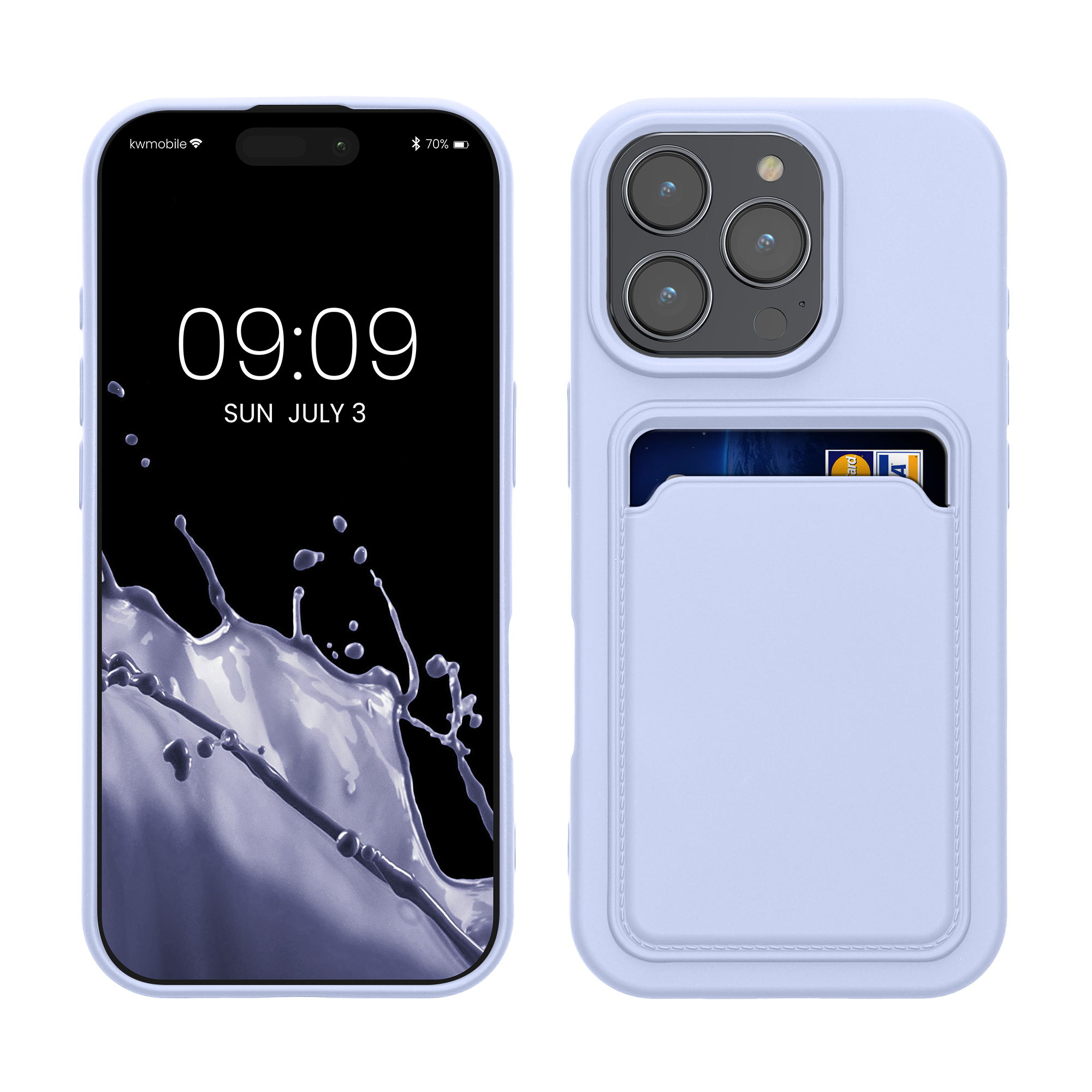 Kryt na mobil s přihrádkou na kartu Apple iPhone 16 Pro kwmobile - levandulová