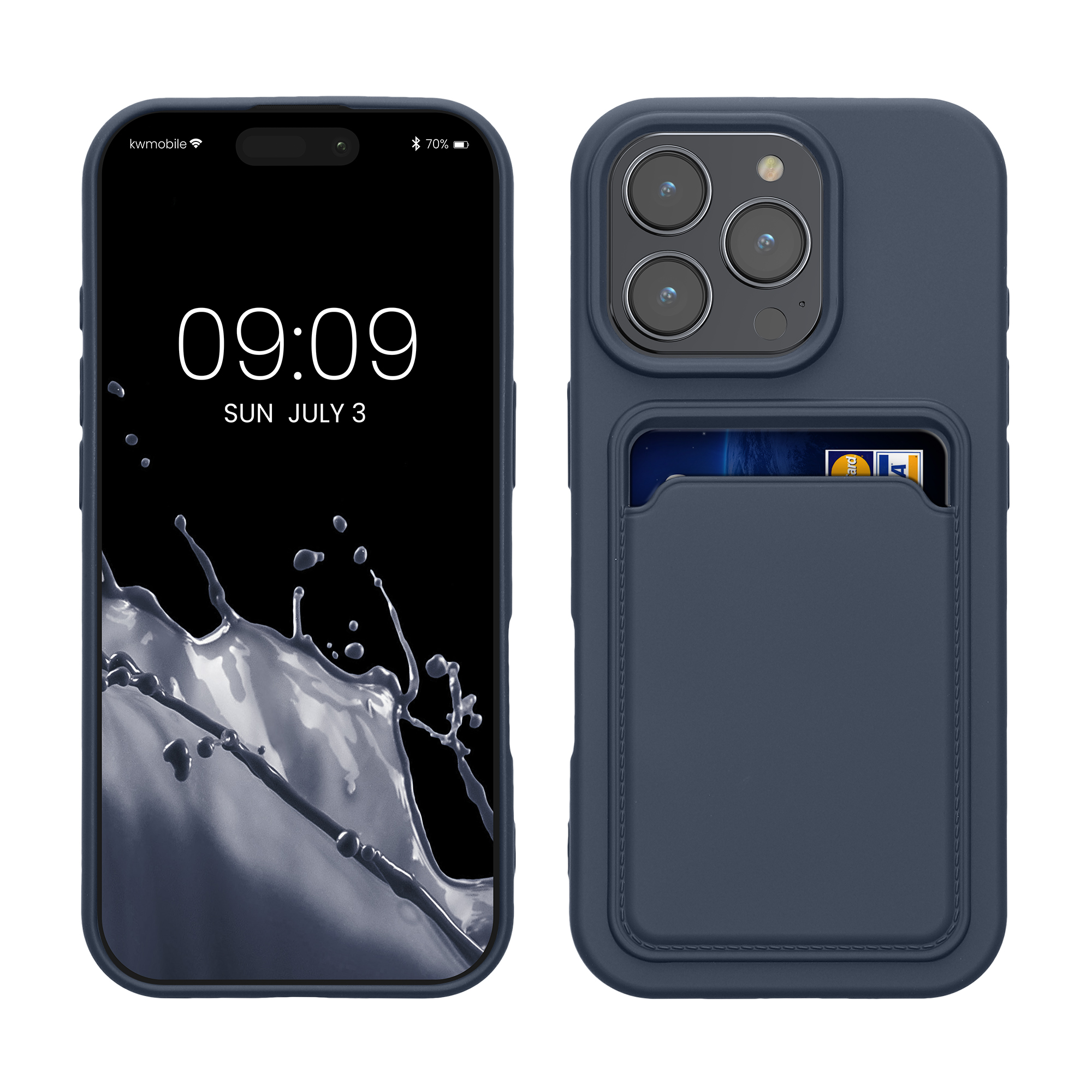 Kryt na mobil s přihrádkou na kartu Apple iPhone 16 Pro kwmobile - modrá