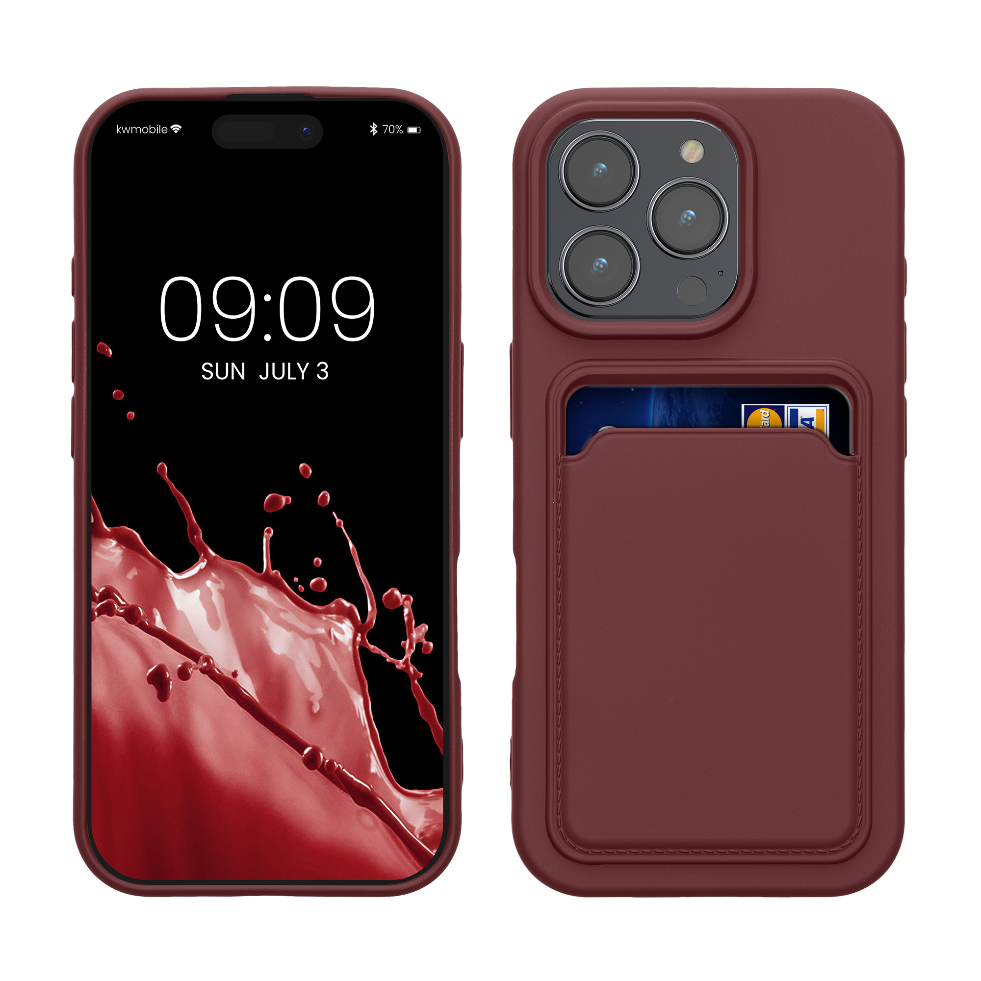 Kryt na mobil s přihrádkou na kartu Apple iPhone 16 Pro kwmobile - červená
