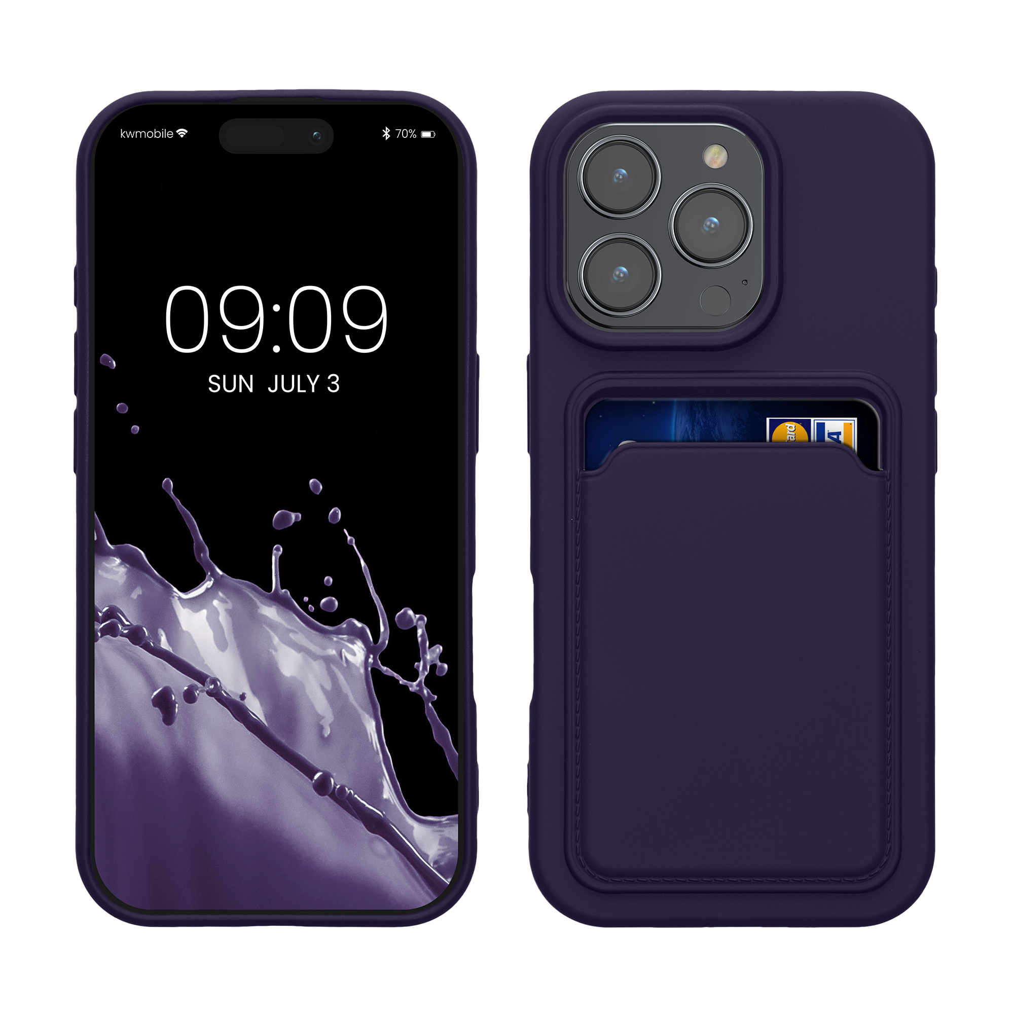 Kryt na mobil s přihrádkou na kartu Apple iPhone 16 Pro kwmobile - modrá