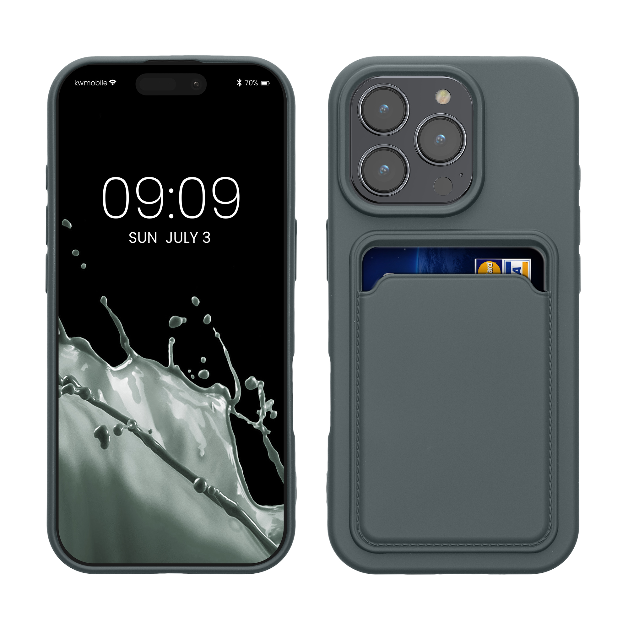 Kryt na mobil s přihrádkou na kartu Apple iPhone 16 Pro kwmobile - Dark Slate