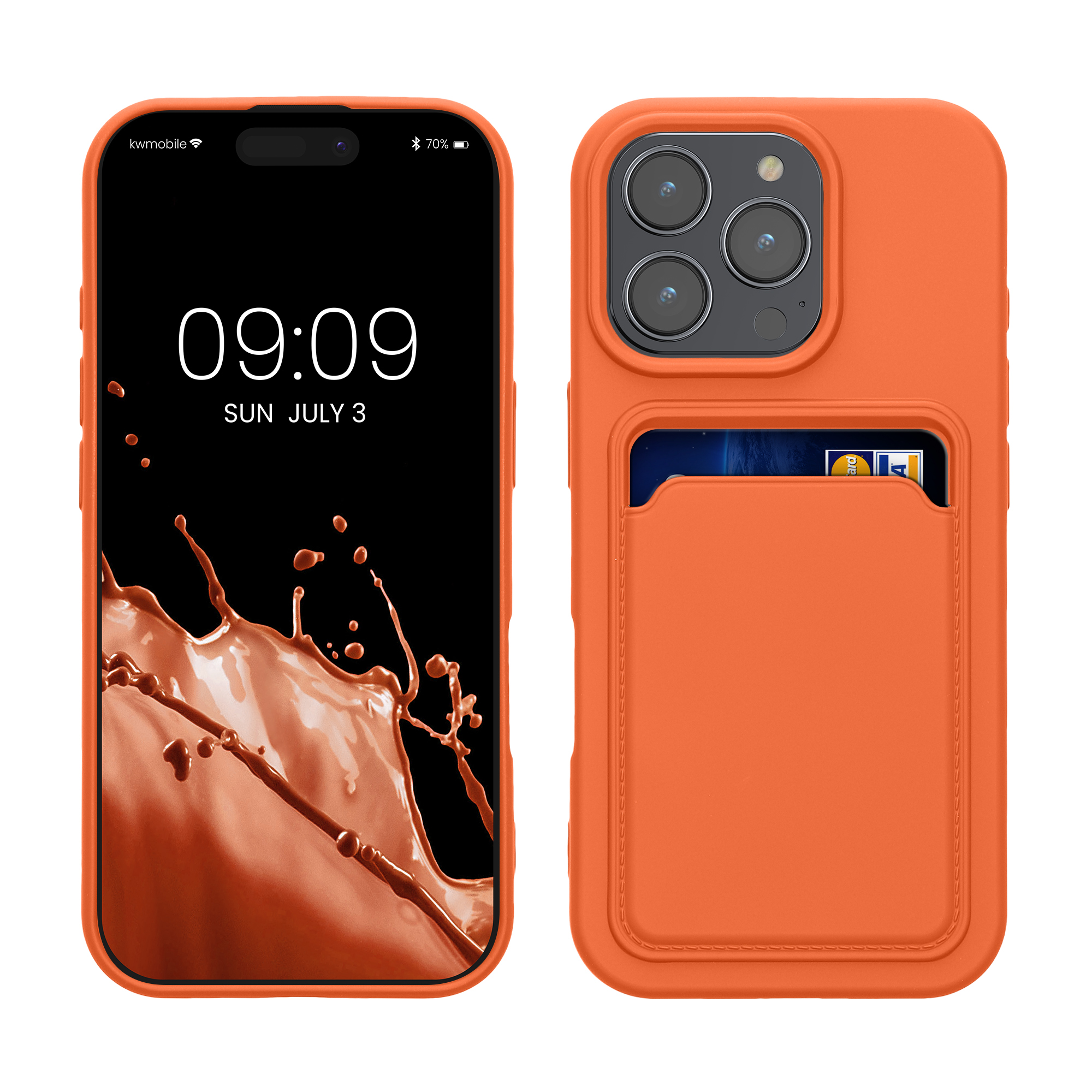 Pouzdro pro Apple iPhone 16 Pro s přihrádkou na kartu kwmobile kapsa na kartu TPU - oranžová