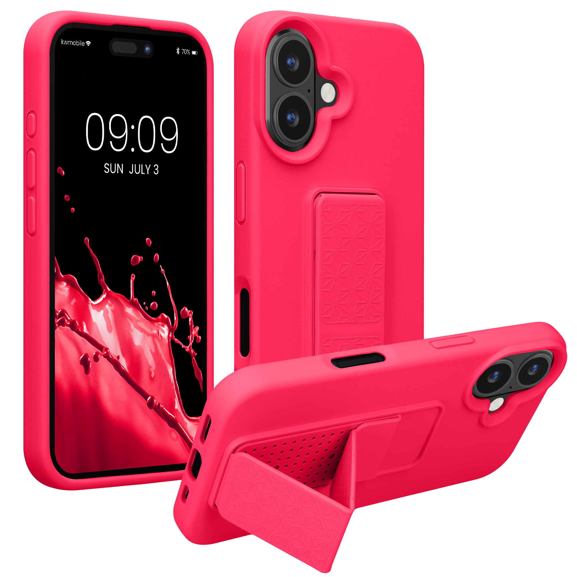 Silikonový kryt kwmobile pro iPhone 16 - neonově růžová