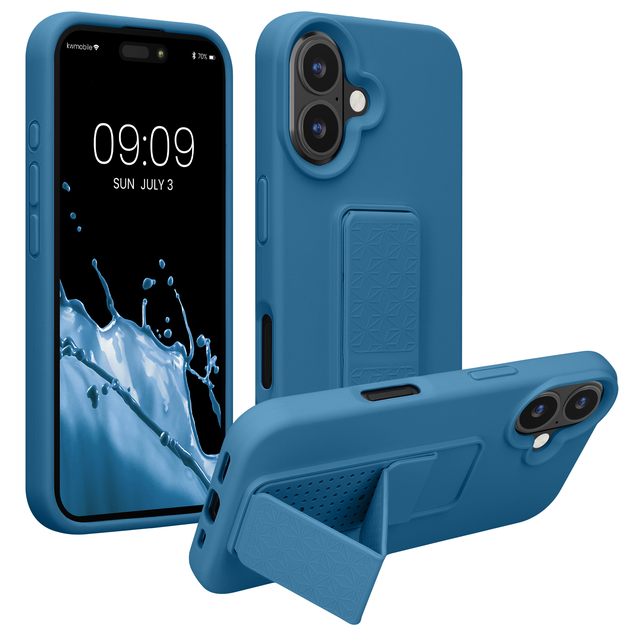 Silikonový kryt kwmobile pro iPhone 16 - karibsky modrá