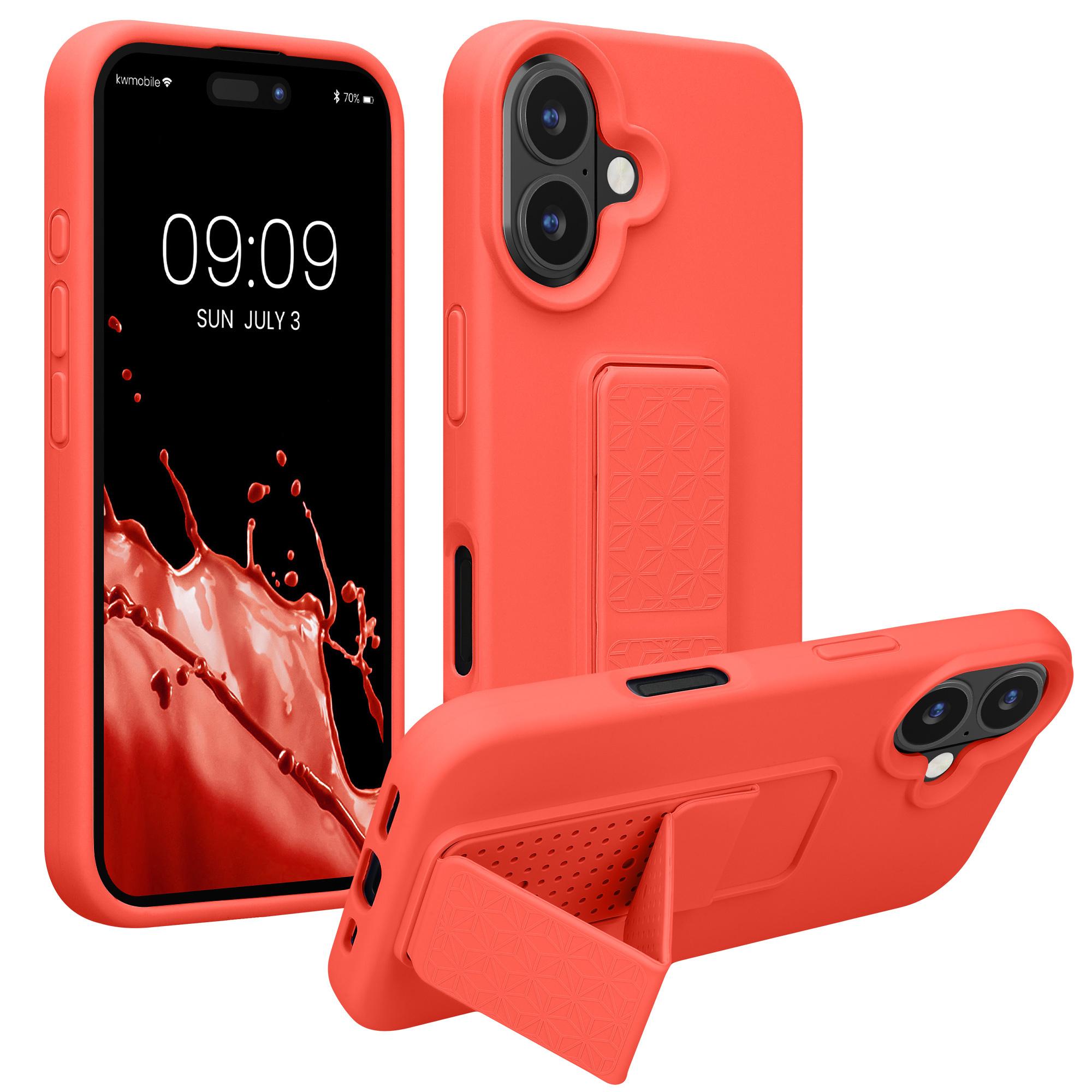 Silikonový kryt kwmobile pro iPhone 16 - korálová