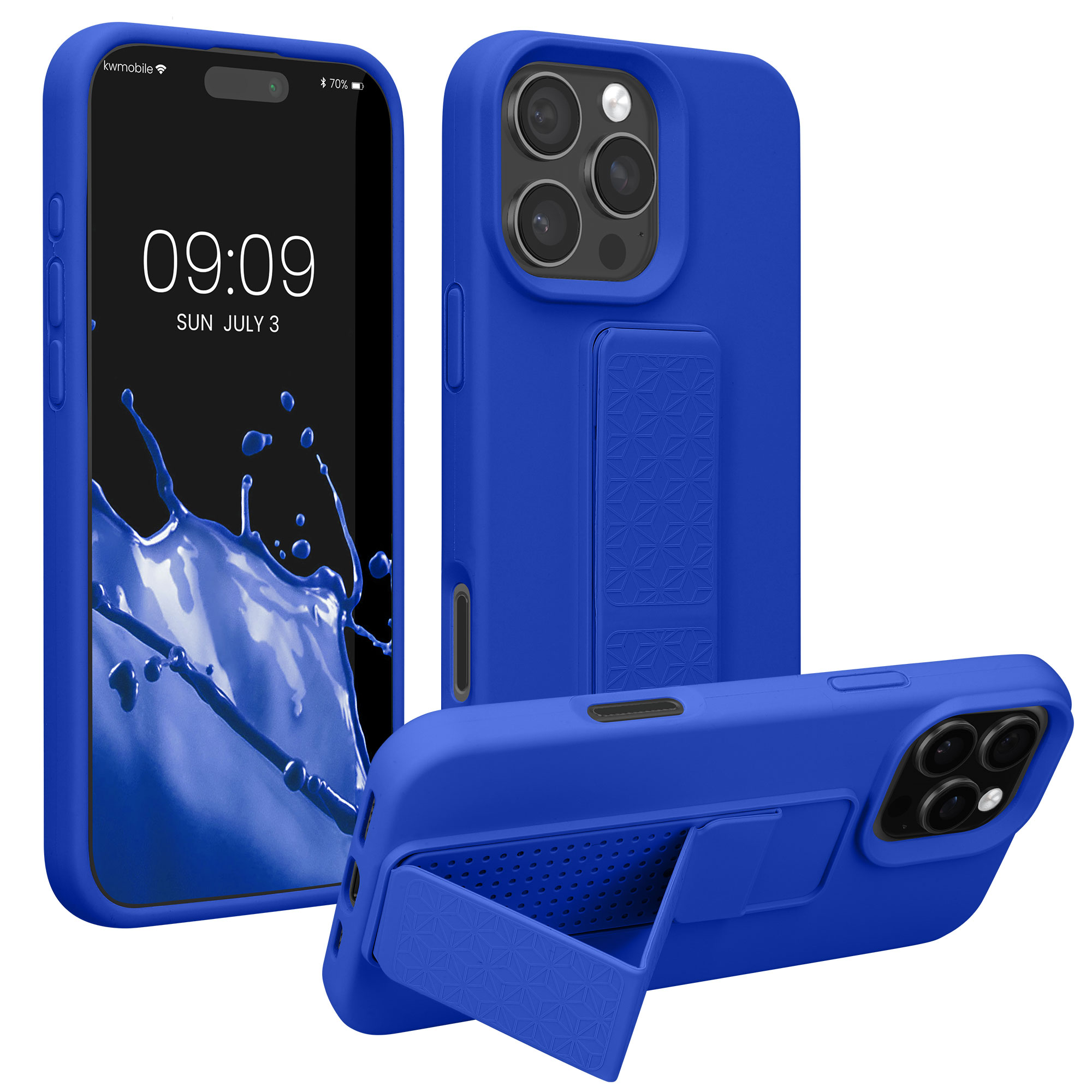 Kryt na mobil s poutkem a stojánkem Apple iPhone 16 Pro kwmobile - modrá