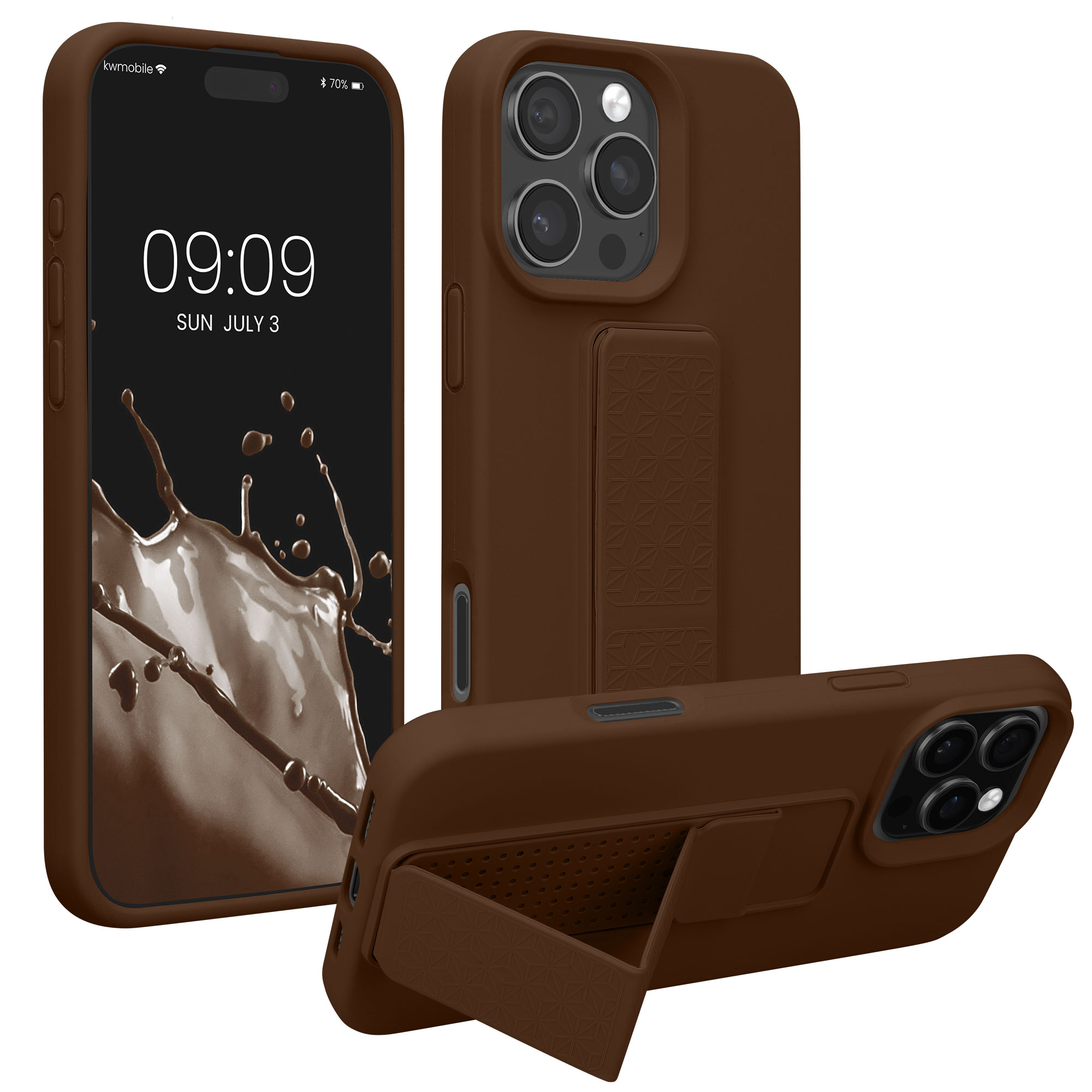 Kryt na mobil s poutkem a stojánkem Apple iPhone 16 Pro kwmobile - hnědá Chocolate