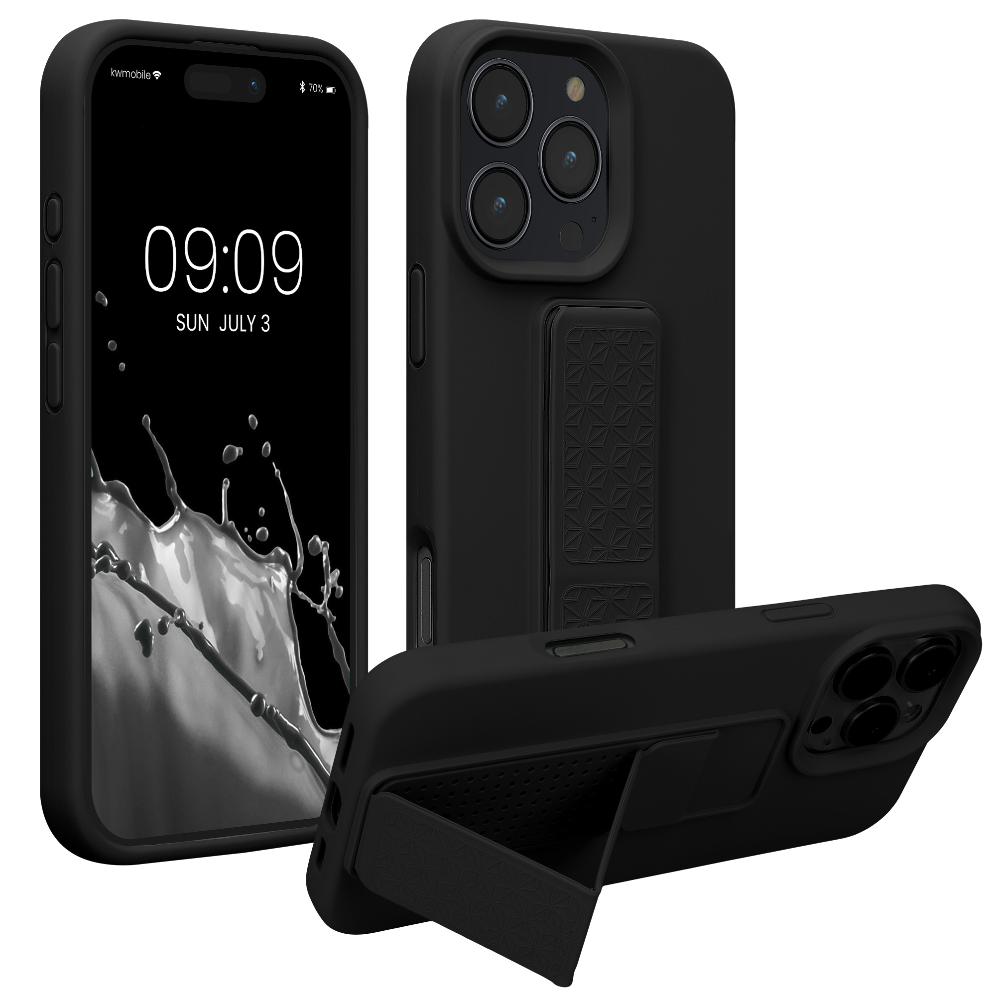 Kryt na mobil s poutkem a stojánkem Apple iPhone 16 Pro Max kwmobile - černá