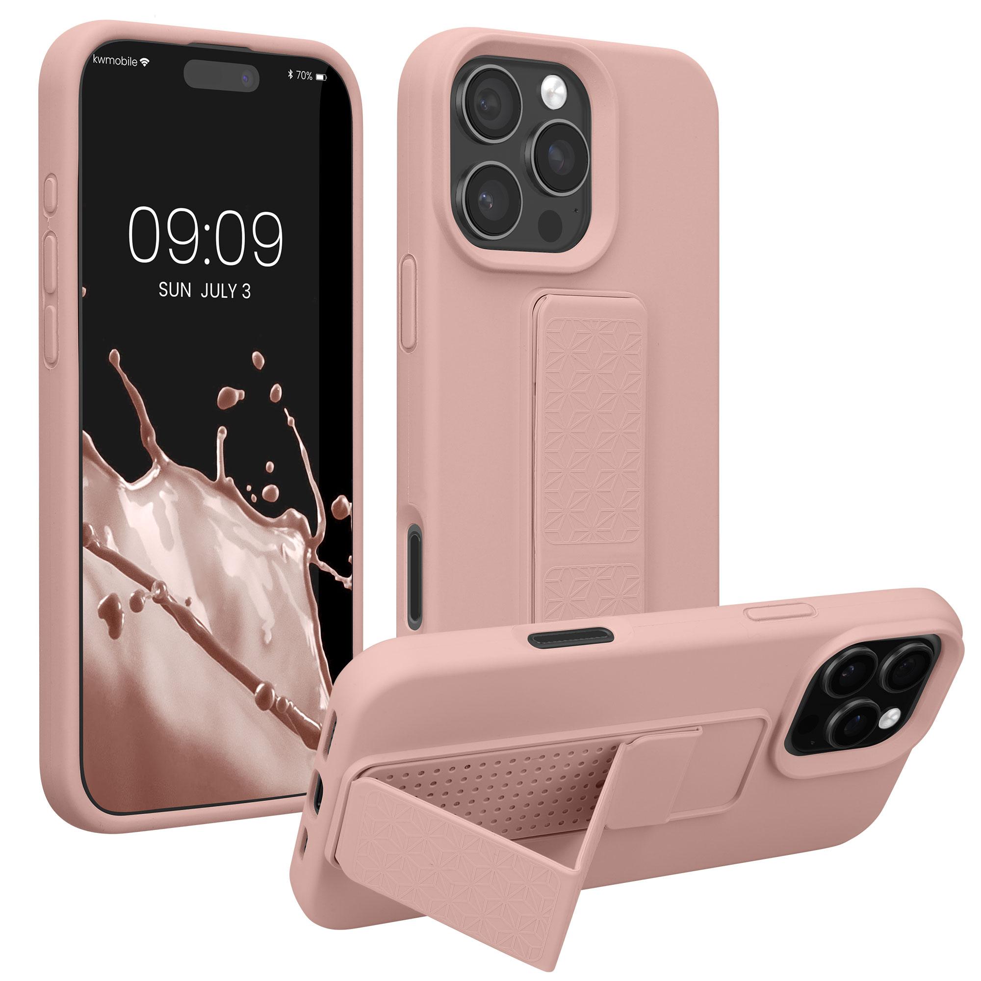 Kryt na mobil s poutkem a stojánkem Apple iPhone 16 Pro Max kwmobile - růžová
