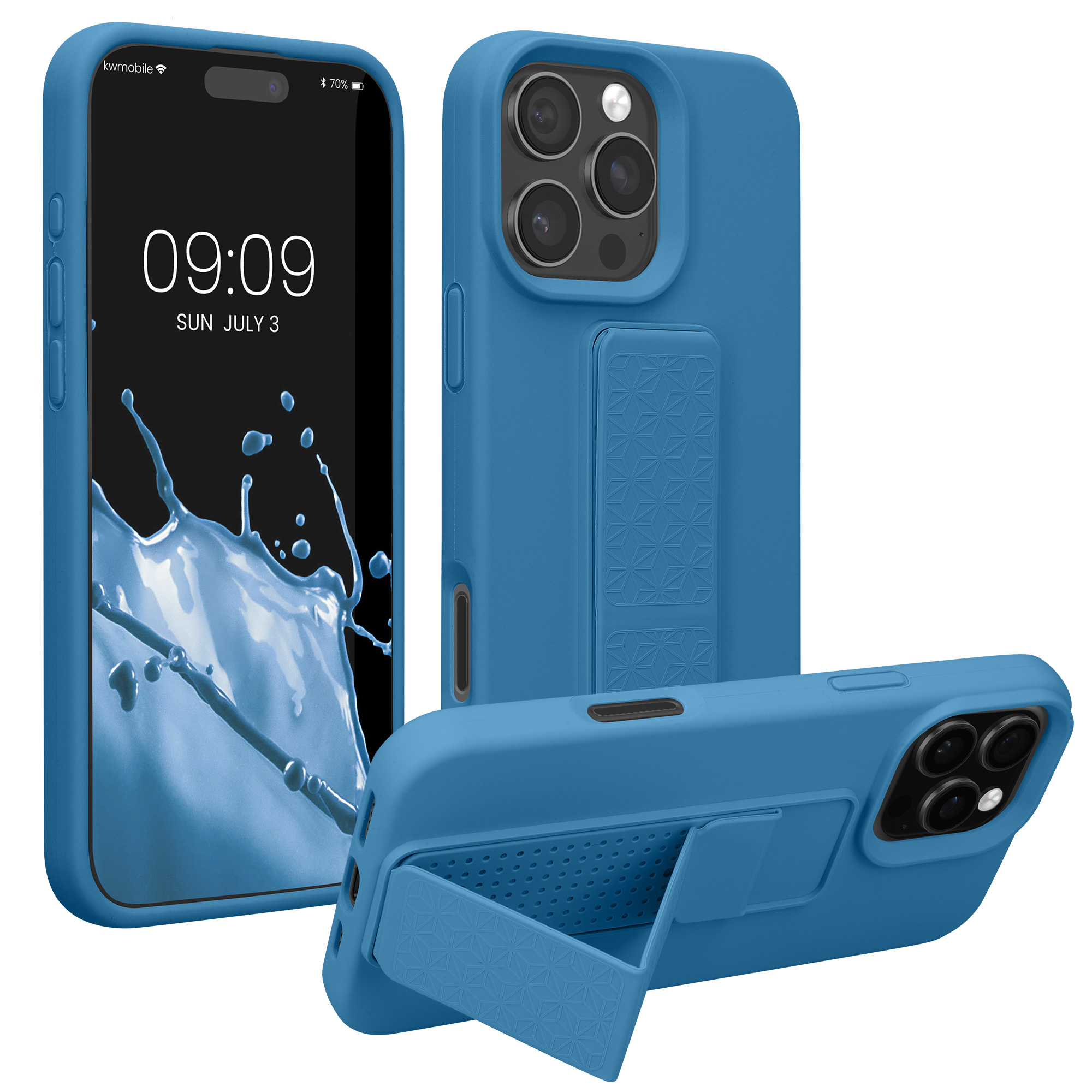 Kryt na mobil s poutkem a stojánkem Apple iPhone 16 Pro Max kwmobile - modrá