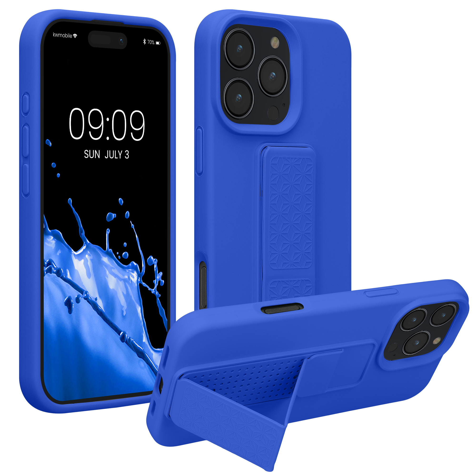 Kryt na mobil s poutkem a stojánkem Apple iPhone 16 Pro Max kwmobile - modrá