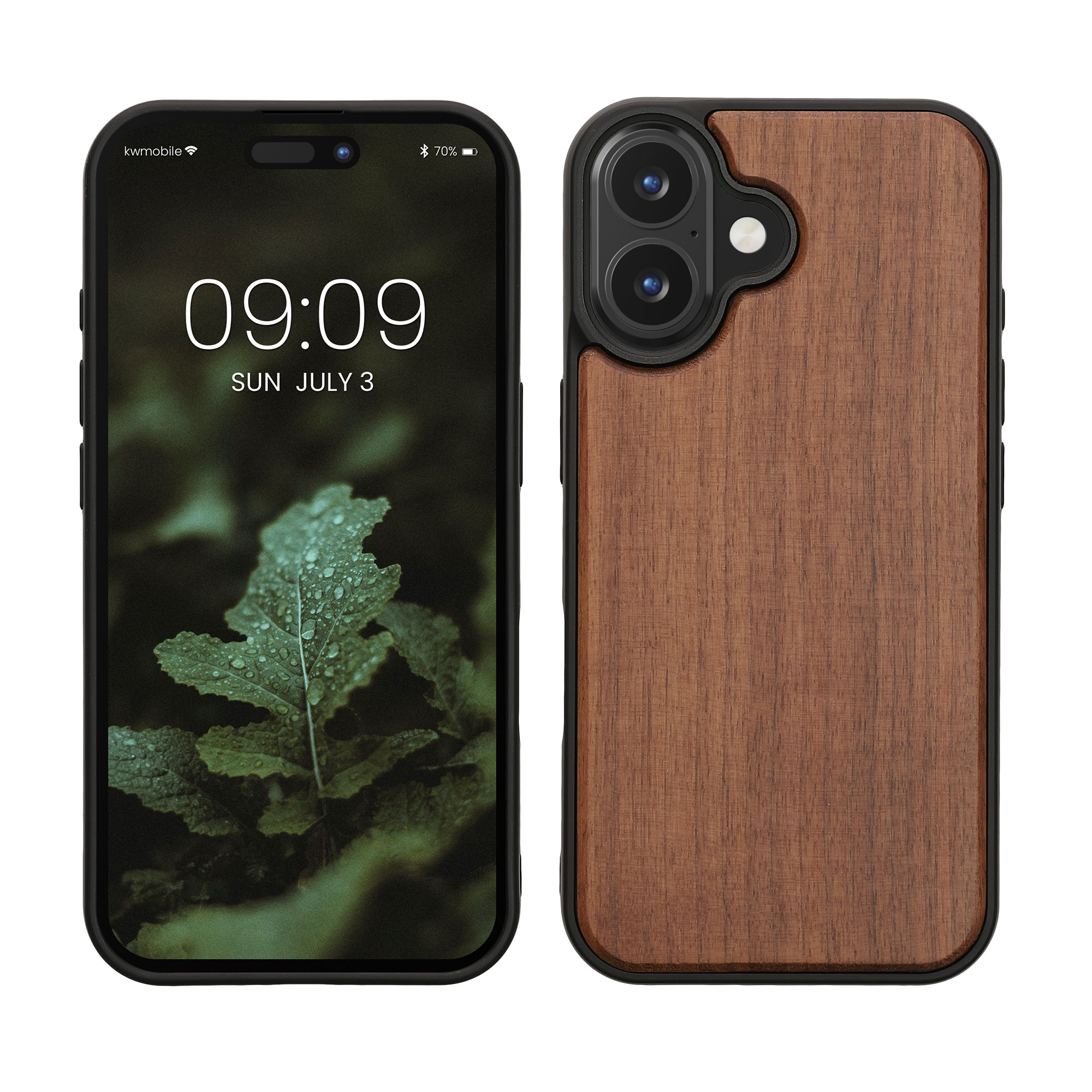 Dřevěný kryt kwmobile pro iPhone 16 - tmavě hnědá
